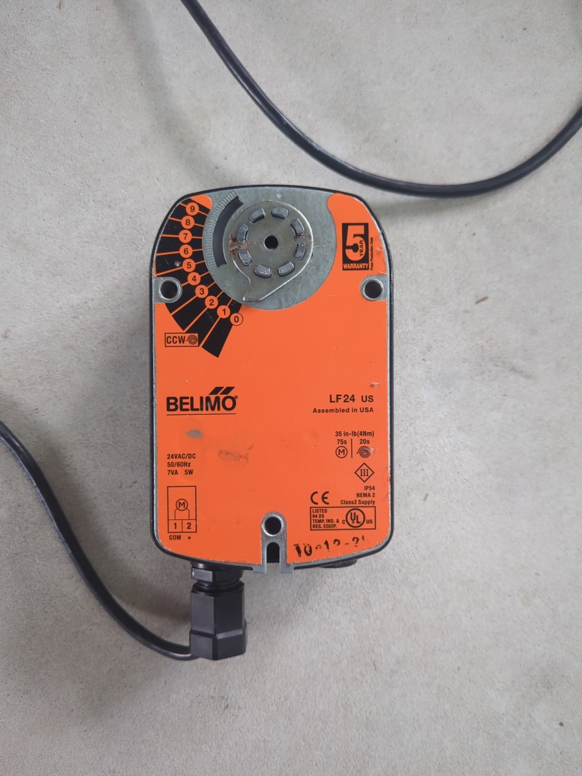 Belimo LF24 US Damper Actuator 24V 35 in-lb Spring Return Fail-Safe On/Off Used