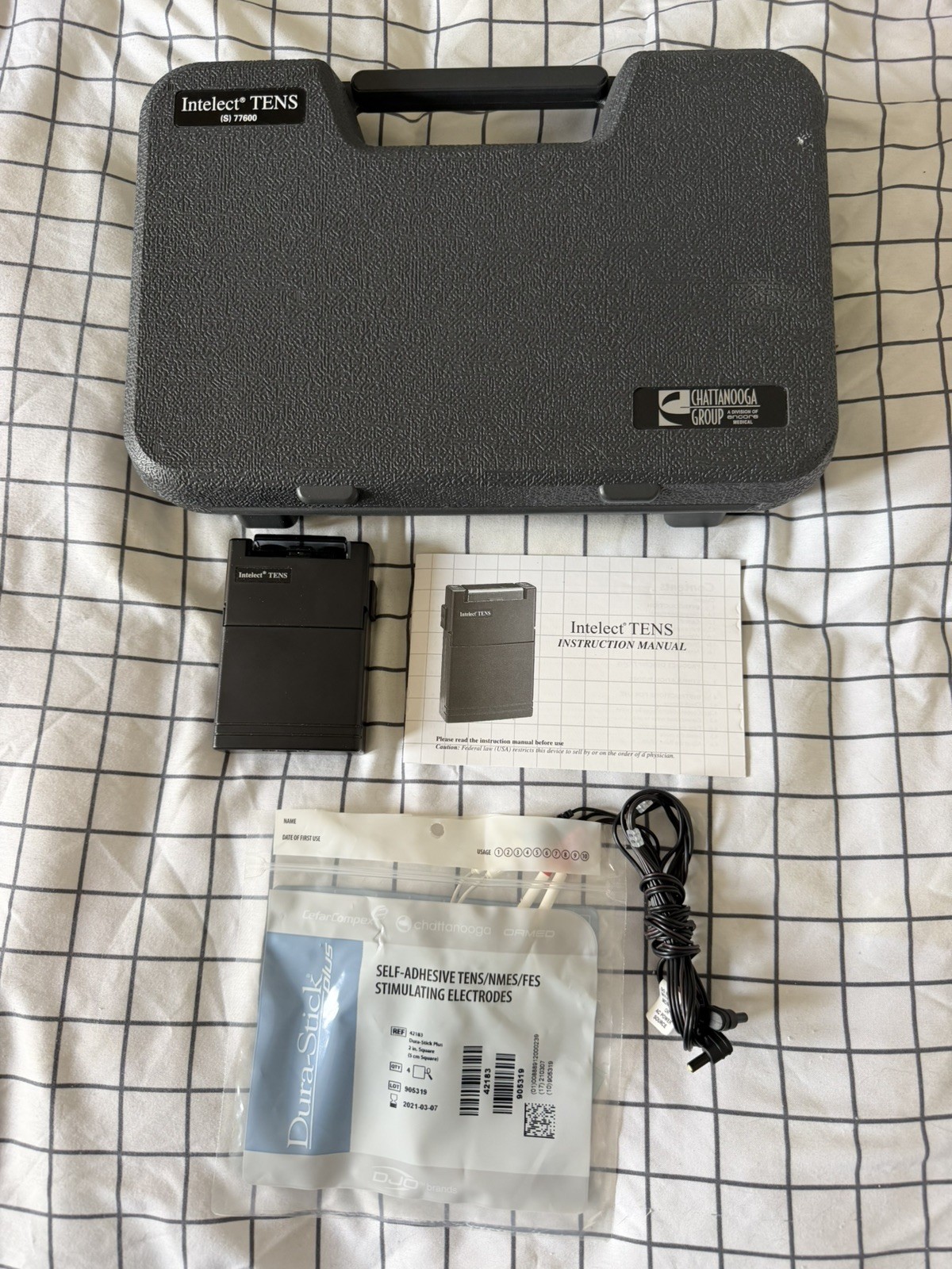 Chattanooga Intelect NMES 77600 TENs Neuromuscular Stimulator Tested Case Pads