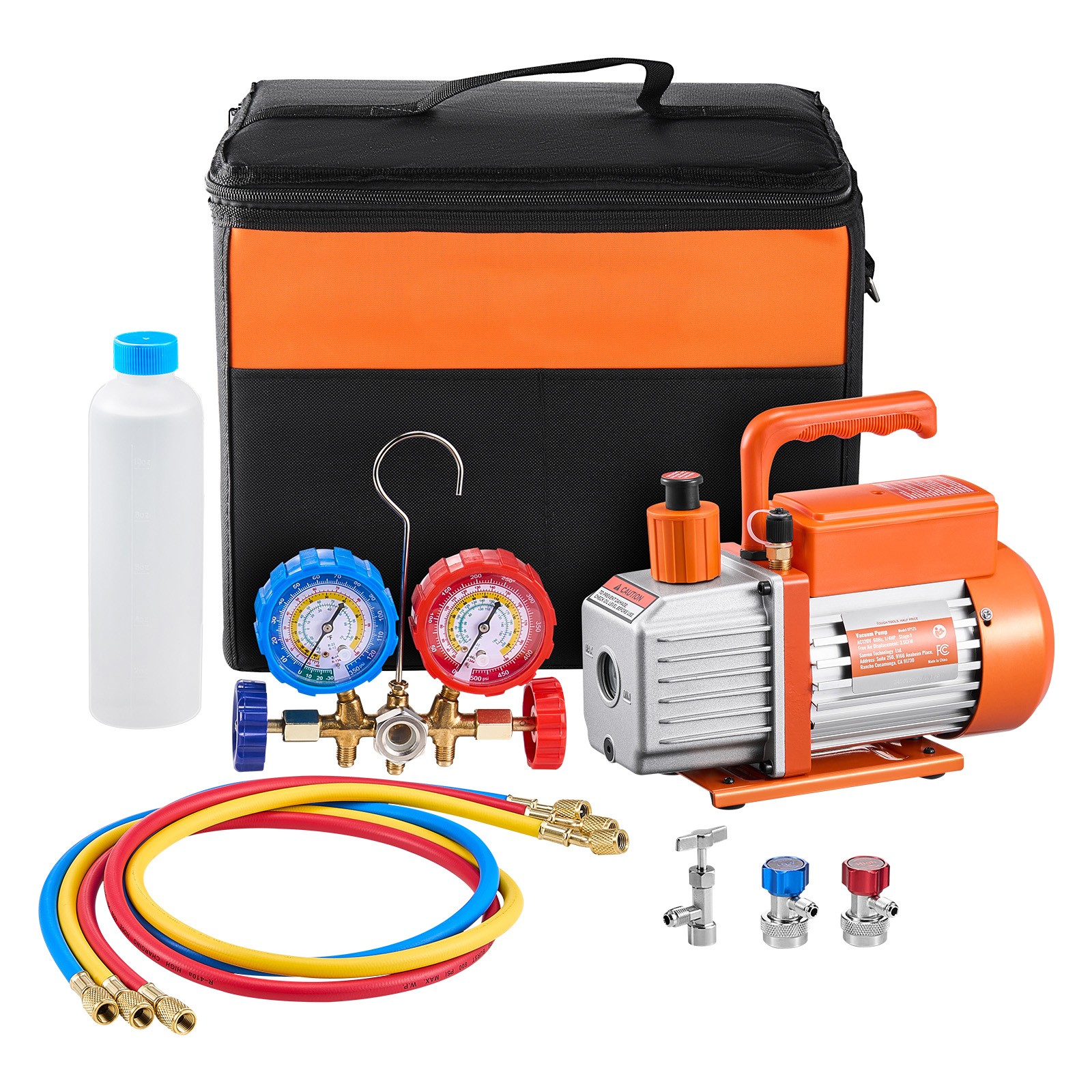 3.5 CFM HVAC Single Stage Rotary Vane Vacuum Pump and Manifold Gauge Kit