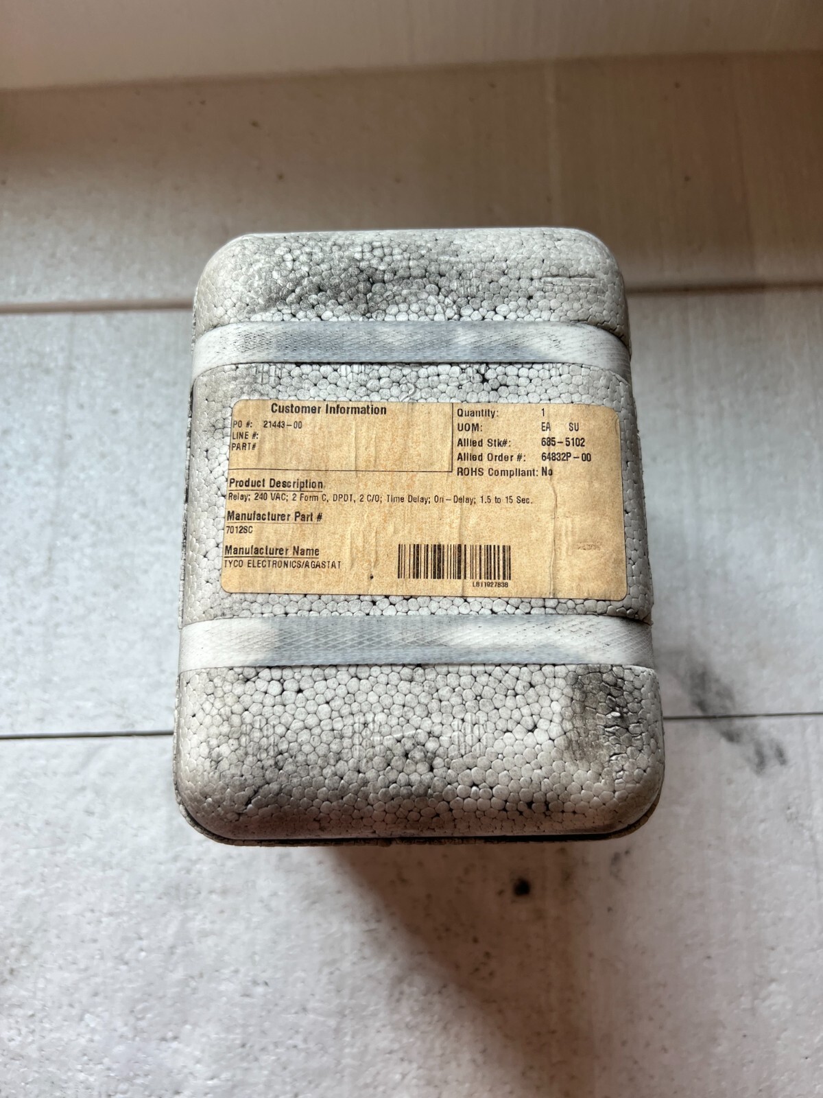 Agastat 7012SC Timing Relay 250 VDC Time 1.5-15 Seconds NEW (E82)