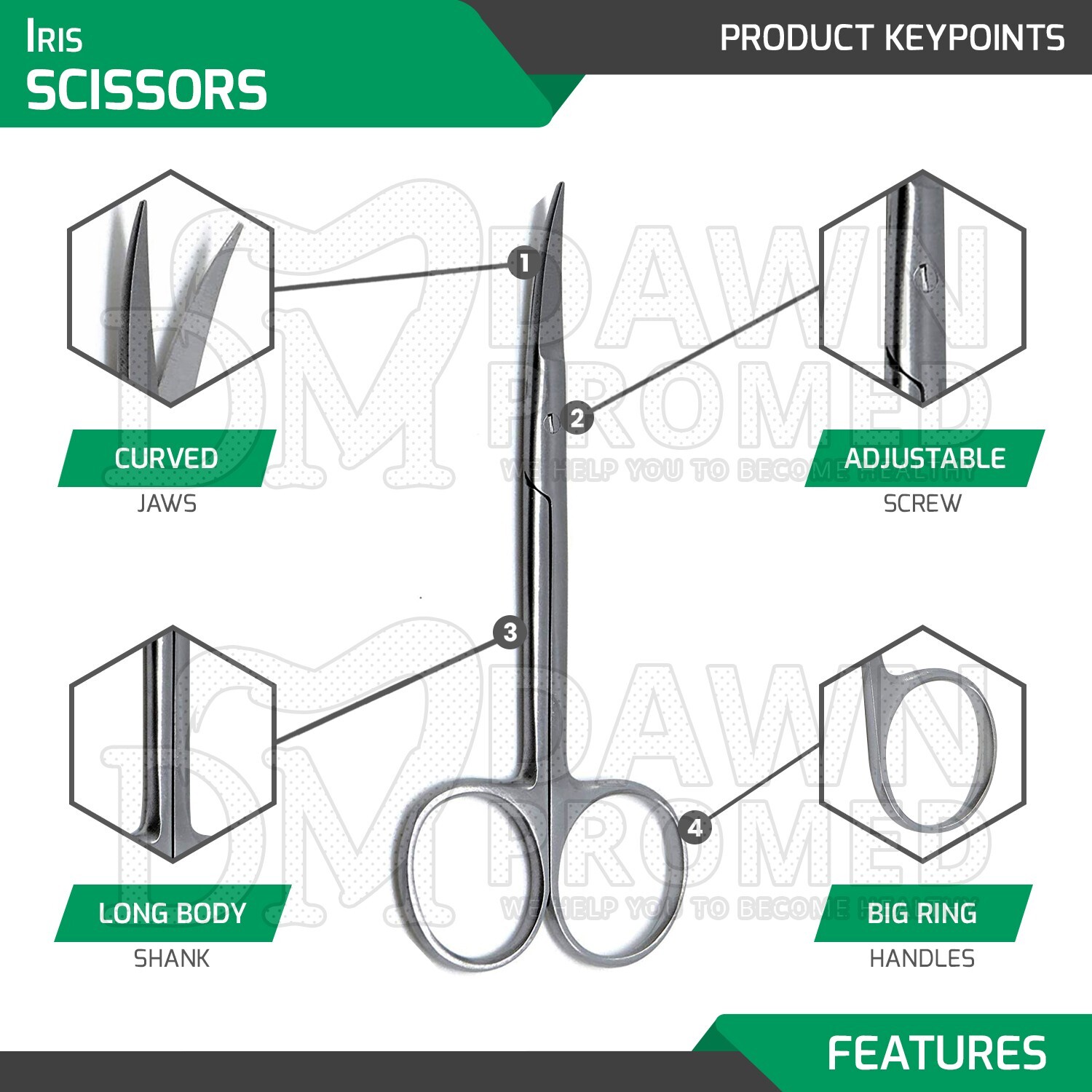 Iris Scissors 3.5″ Curved Jaws Dental Veterinary Surgical Instruments German Gr