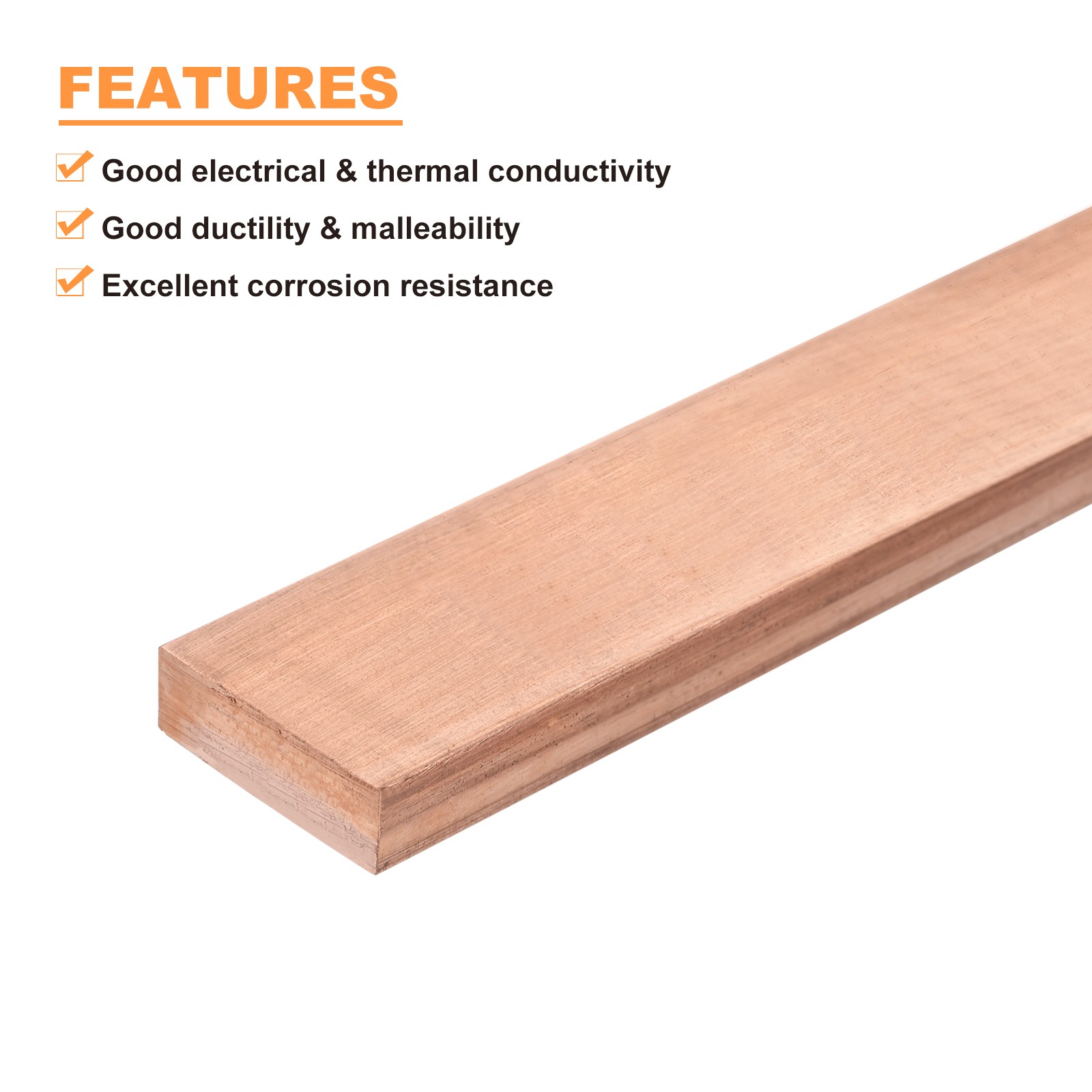 Copper Flat Bar 1/4″ Thickness x 1″ Width x 6″ Length Copper Bar Stock