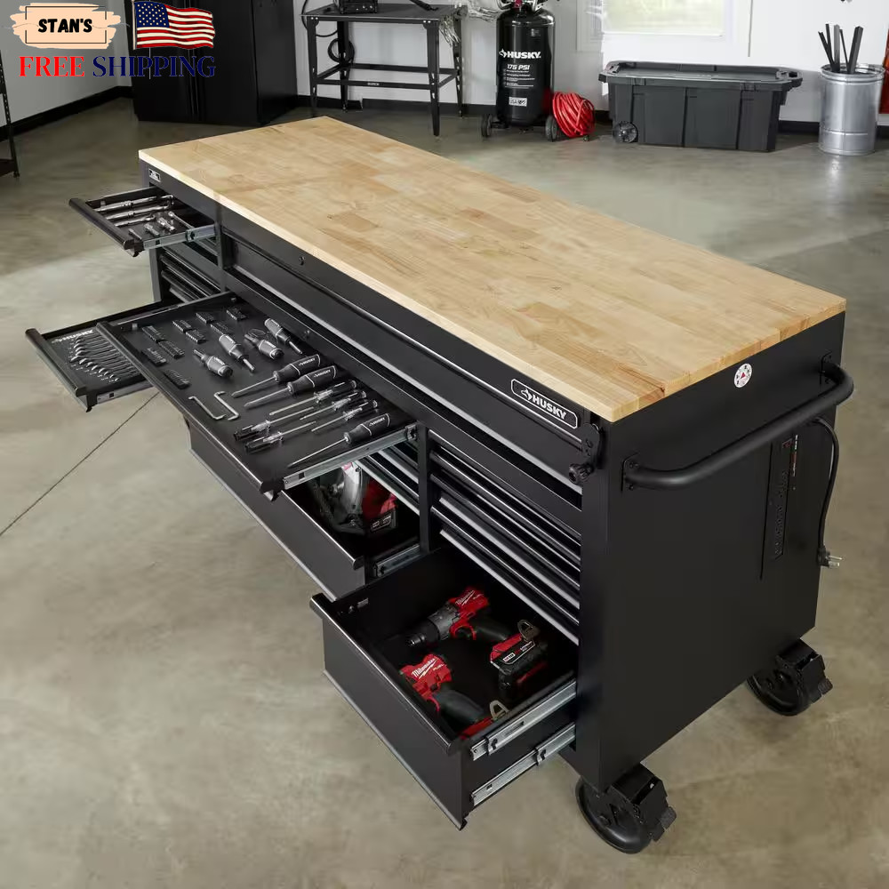 72 In W X 24 In. D Heavy Duty 18-Drawer Mobile Workbench Cabinet with Adjust….
