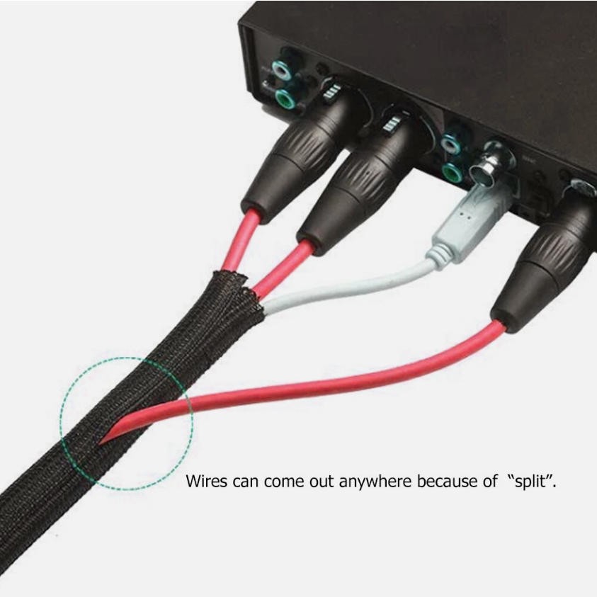 Black Self Wrapping Braided Split Wire Loom Cable Sleeve Harness Management Lot