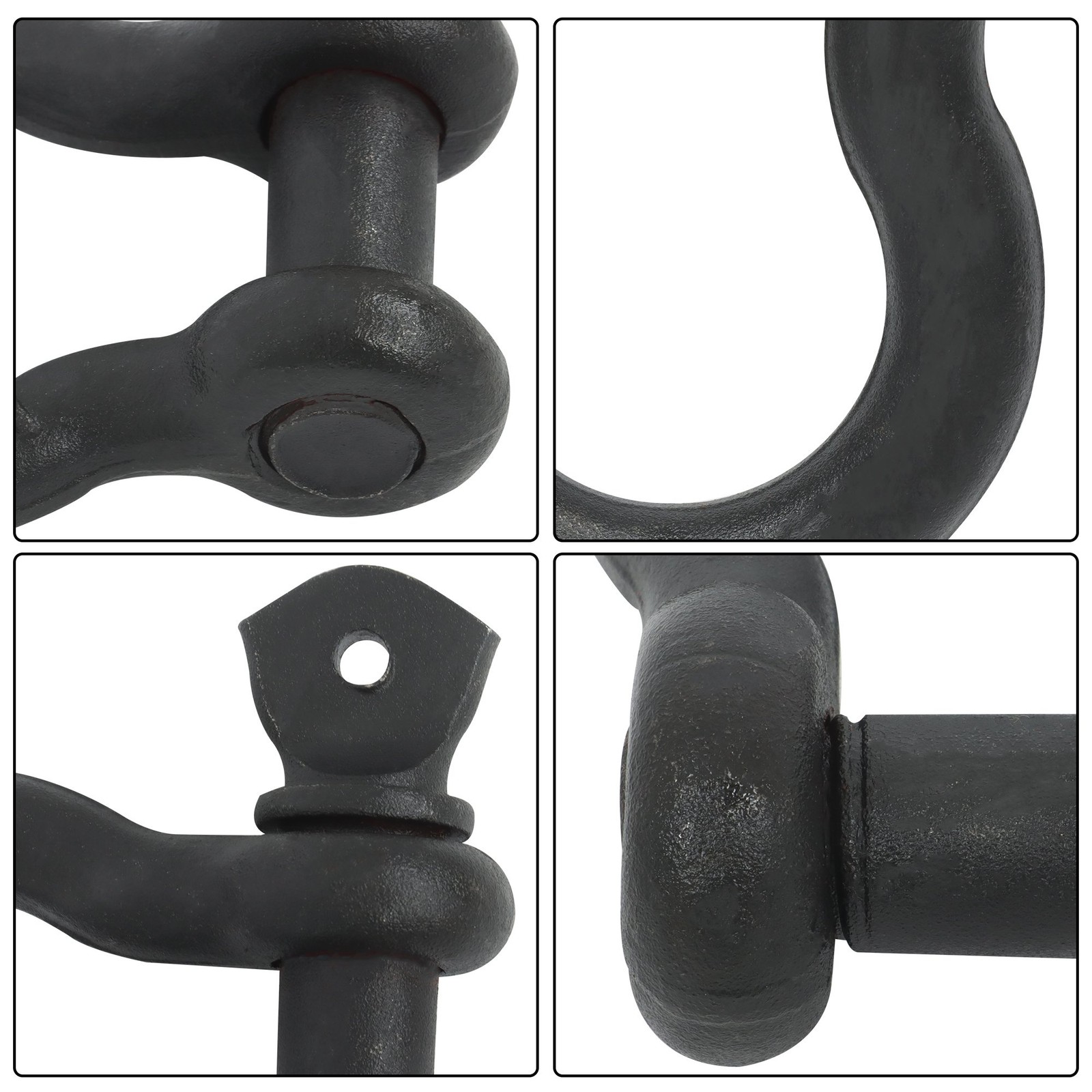 4 Pack 3/4 Inch Bow-Shaped D Ring Shackles 4.75t/10471lbs Working Load Black