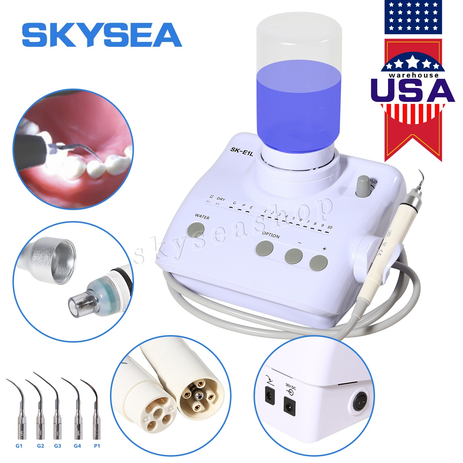 LED Dental Ultrasonic Scaler For EMS SKYSEA w/ 2 Bottles+Handpiece+5 Tips
