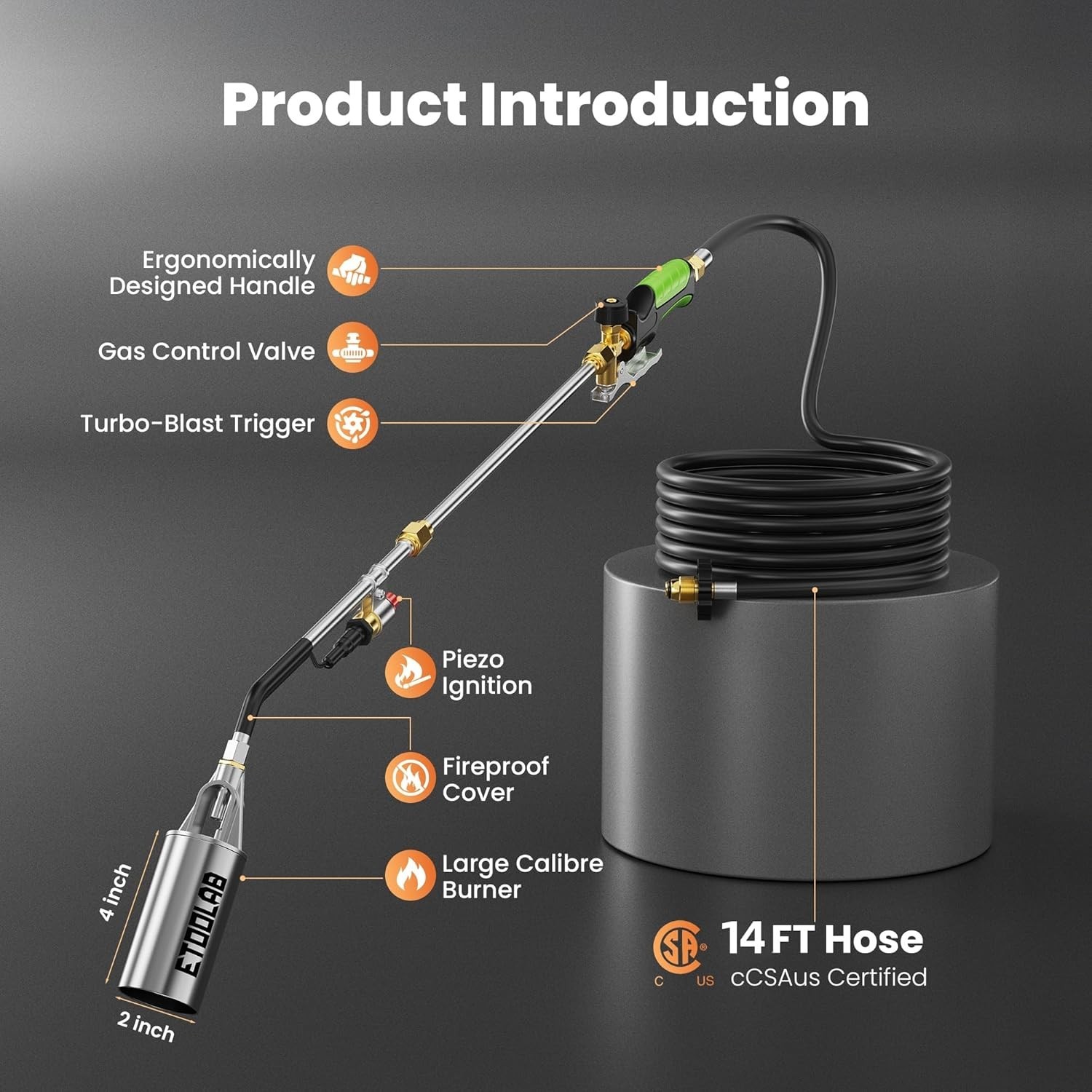 Propane Torch Weed Burner, 14FT Hose High Output Weed Torch with Self Igniter an