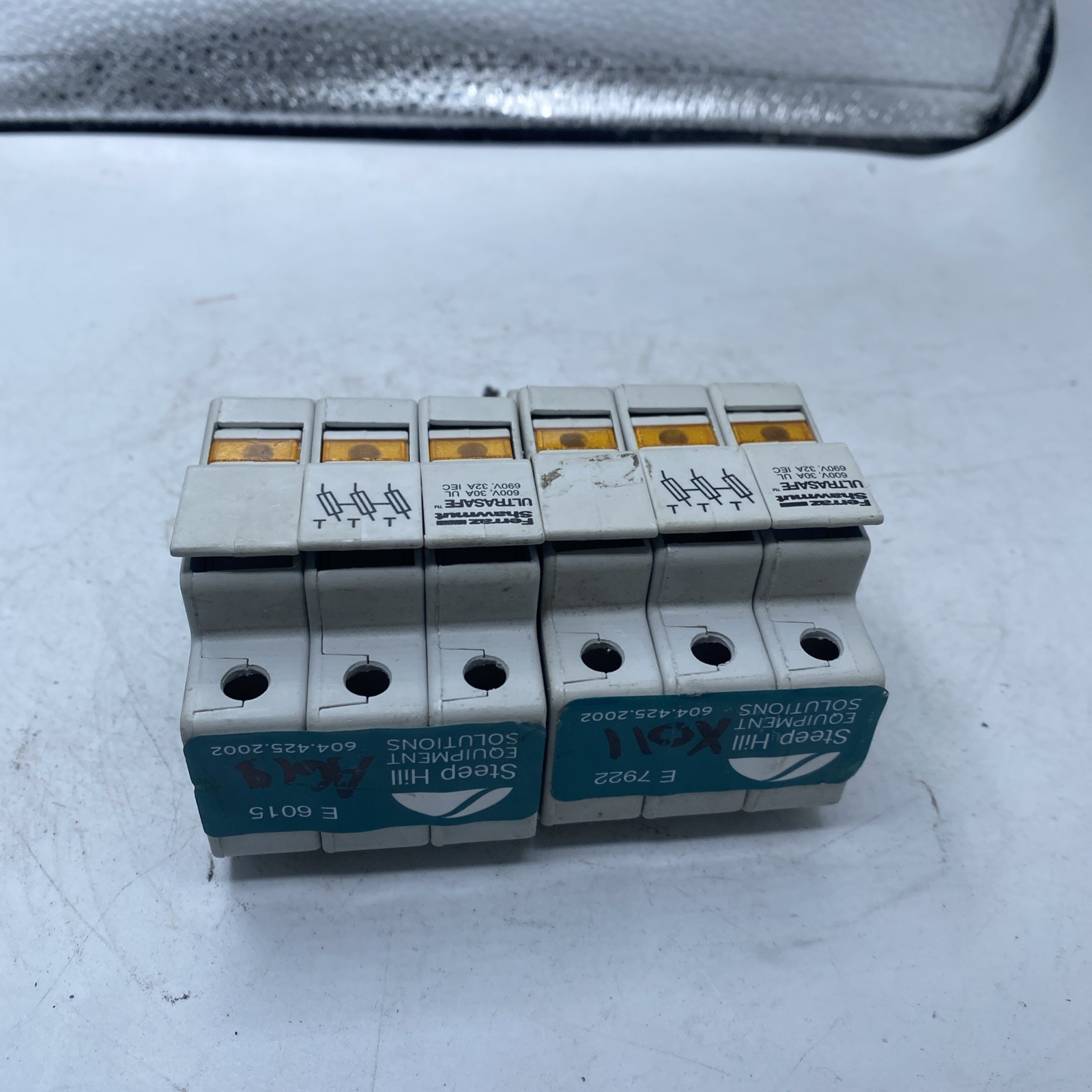 Ferraz Shawmut USM3I UltraSafe Midget Fuse Holder 30A 600V 3P Y219073 LOT OF 2