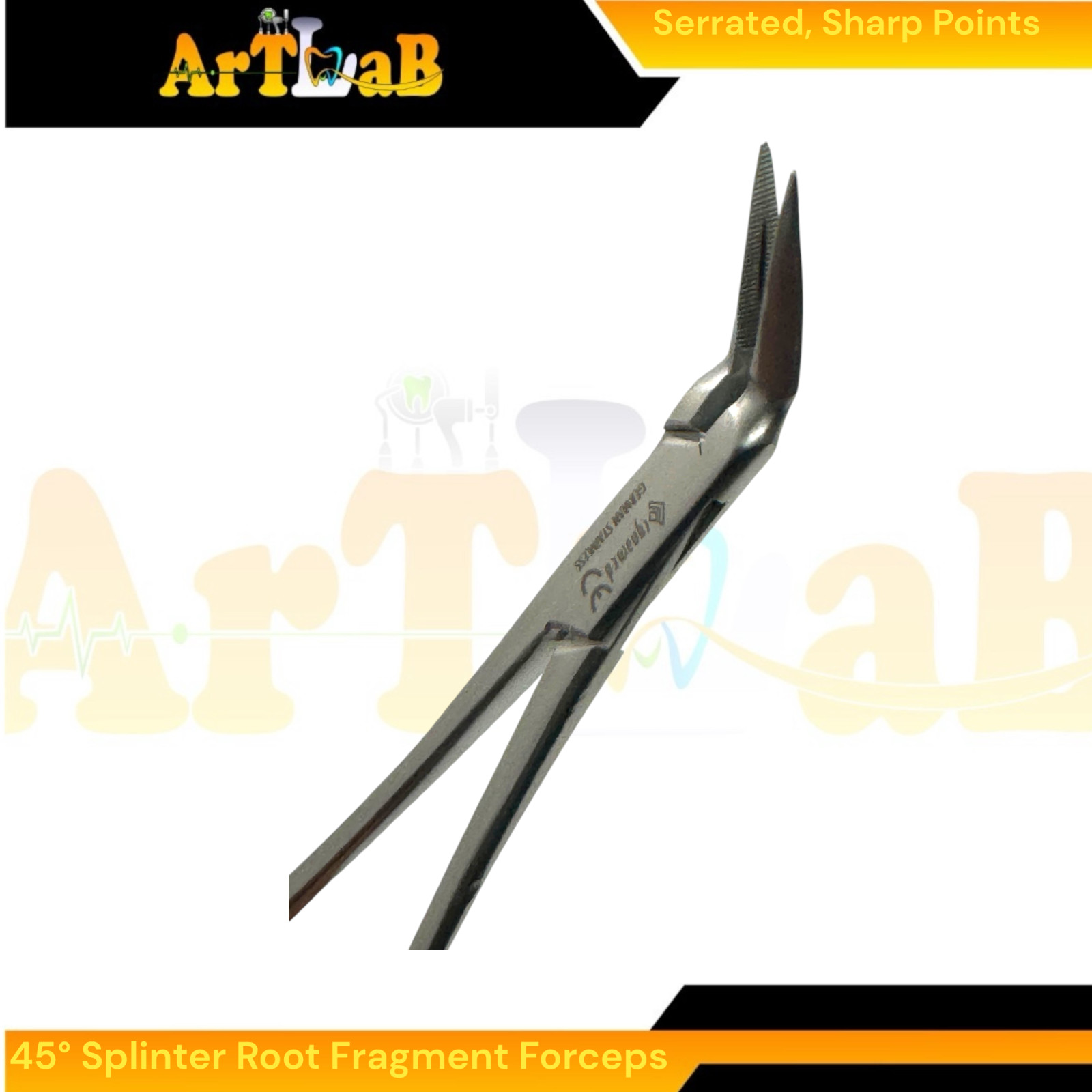 Steiglitz Root Fragment Forceps 45°, 5.5″, Sharp Serrated Points, Dental Forceps