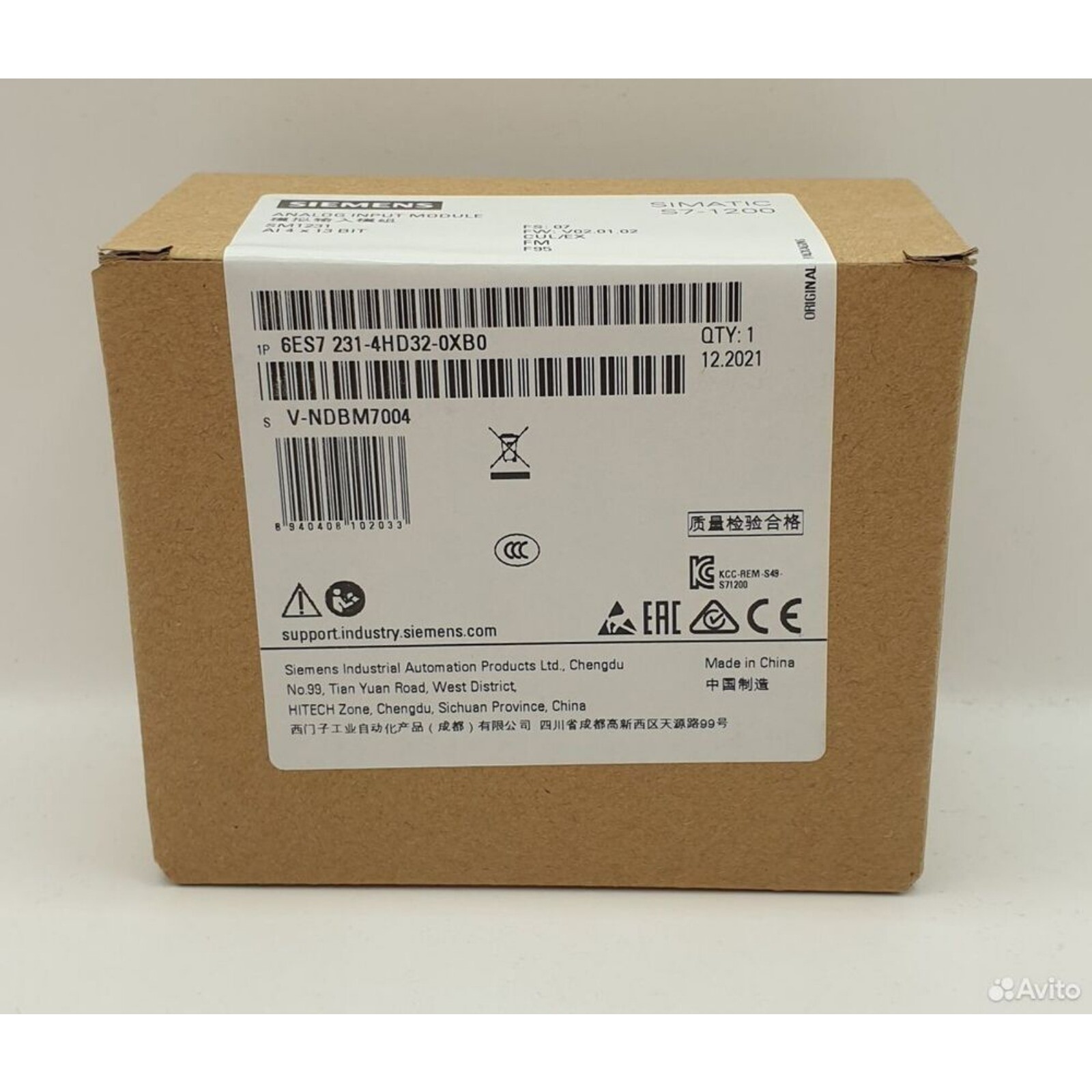 NEW Siemens 6ES7231-4HD32-0XB0 6ES7 231-4HD32-0XB0 S7-1200 Analog input SM 1231