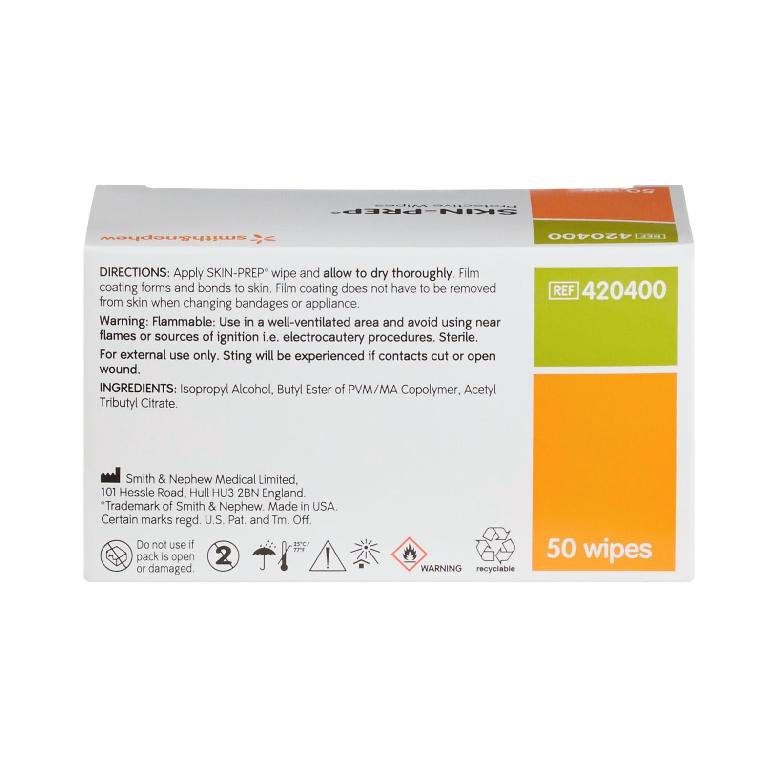 Smith And Nephew Skin-Prep Protective Wipe – Model 420400 50 Count (Pack of 1)