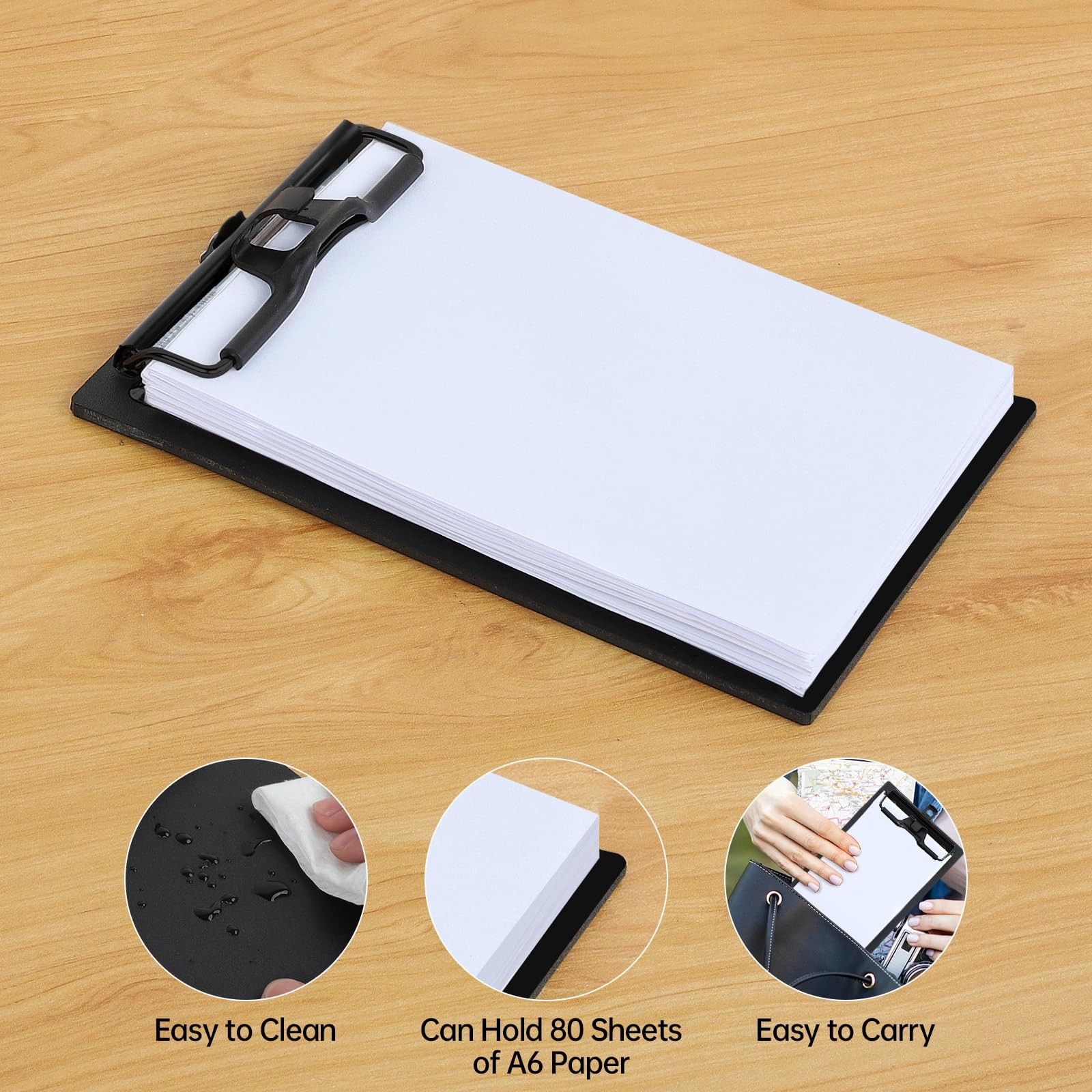 Mini Clipboard 4×6 Inch with Pen Holder 2 Pack Small Clipboards with Low Profile