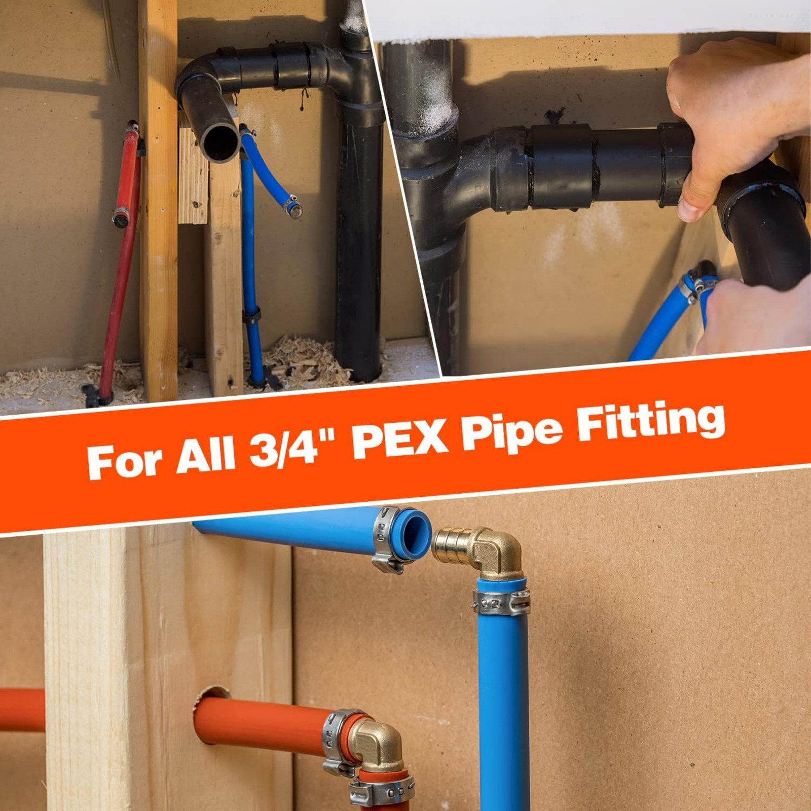 50 Pcs XFITTING 3/4″ Stainless Steel Pex Cinch Clamps – Barb Crimp Compatible