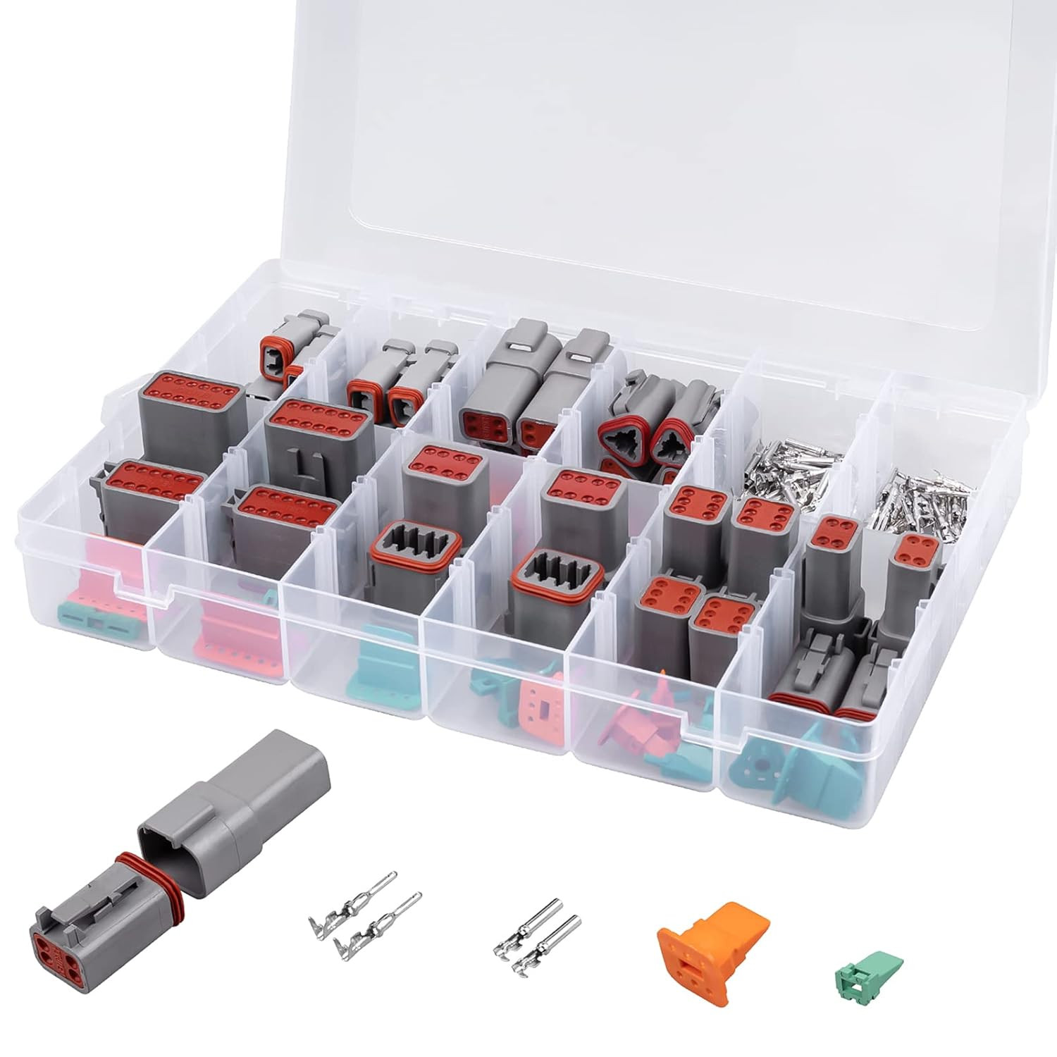 228 PCS Deutsch DT Connector Kit, 2, 3, 4, 6, 8, 12 Pin Gray Connector Assemblie