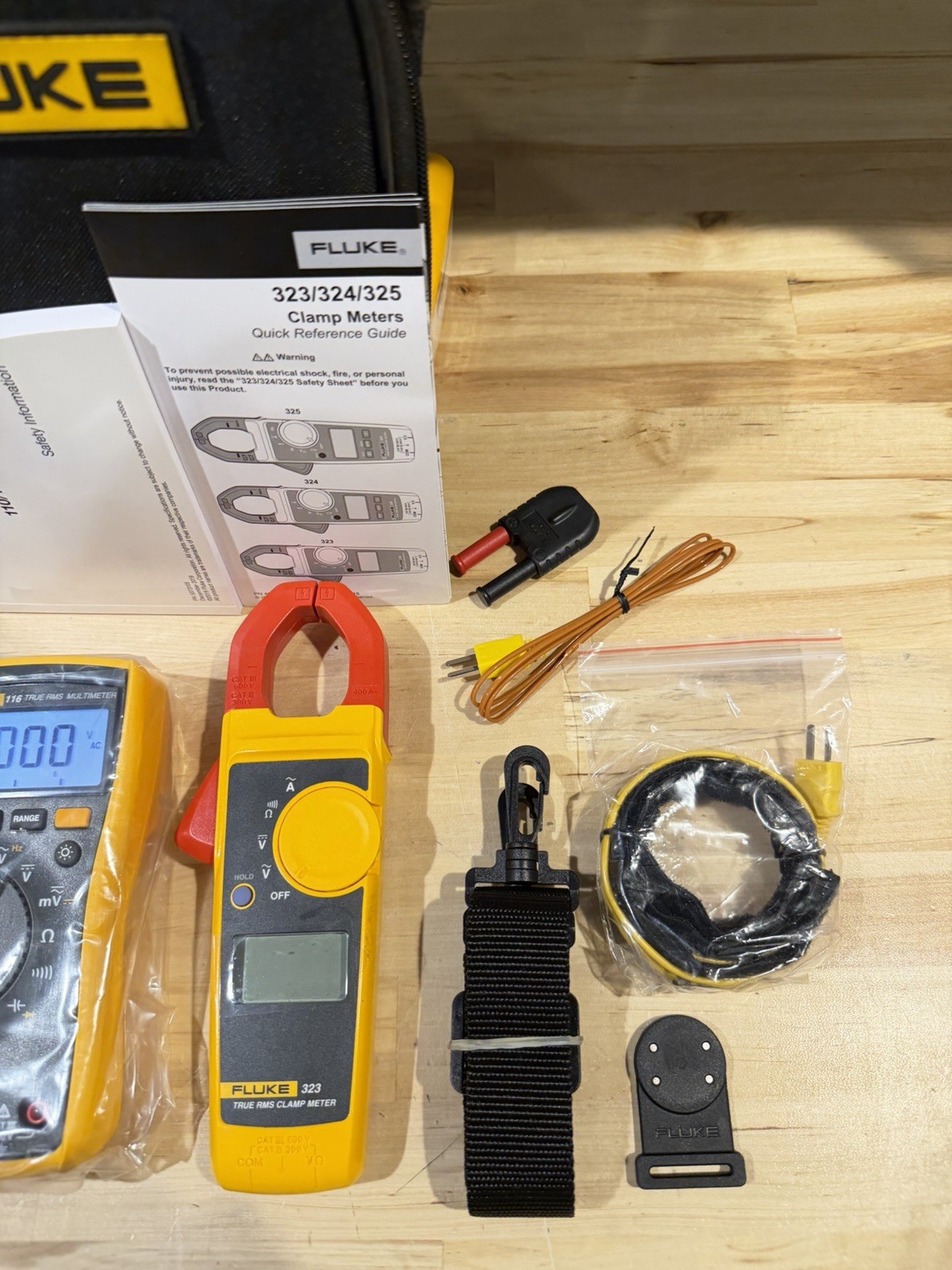 FLUKE 116/323 HVAC MULTIMETER COMBO KIT W/ ACCESSORIES TESTED SHIPS FAST