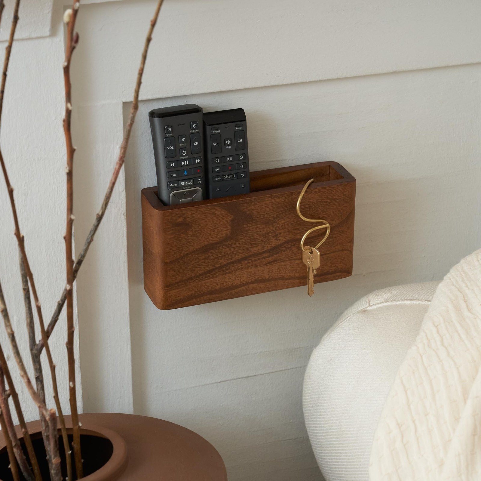 Premium Wooden Remote Control Holder – Easy Install Adhesive Wall Mount Caddy…