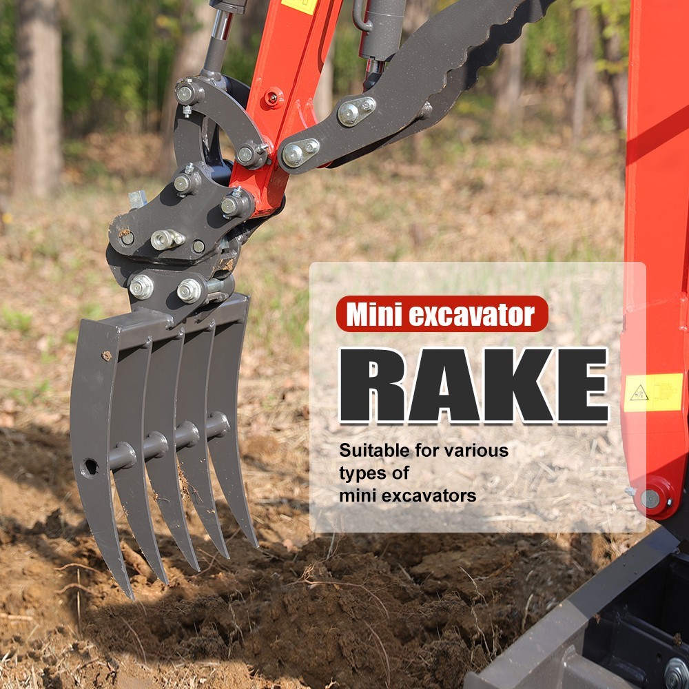 HUAYEE Mini Excavator 500mm Rake Attachment for 1-3 ton Digger with pinsx2