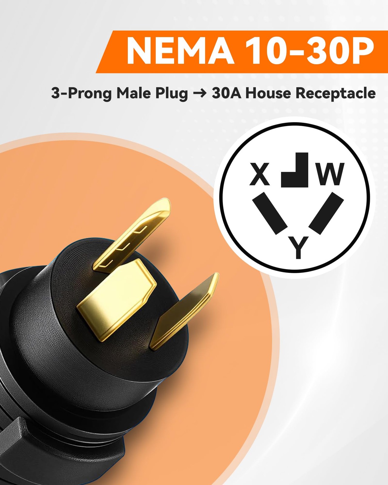 4 Prong to 3 Prong Dryer Adapter NEMA 1030P to 1430R 220V 30 Amp Power Cord