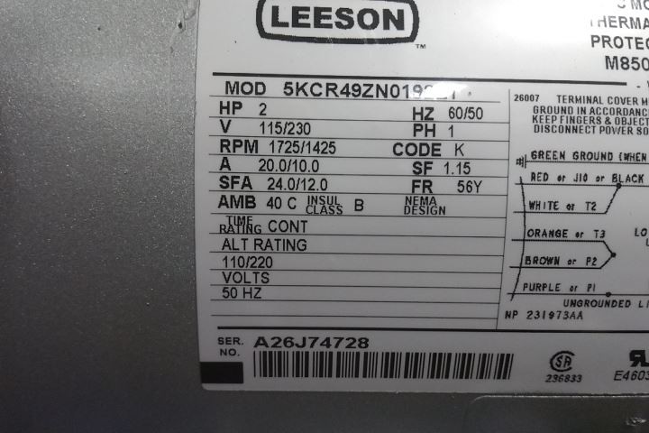 Gast 8HDM-19-M850X 2 HP 1725 RPM 115/230VAC 11 CFM Piston Air Compressor