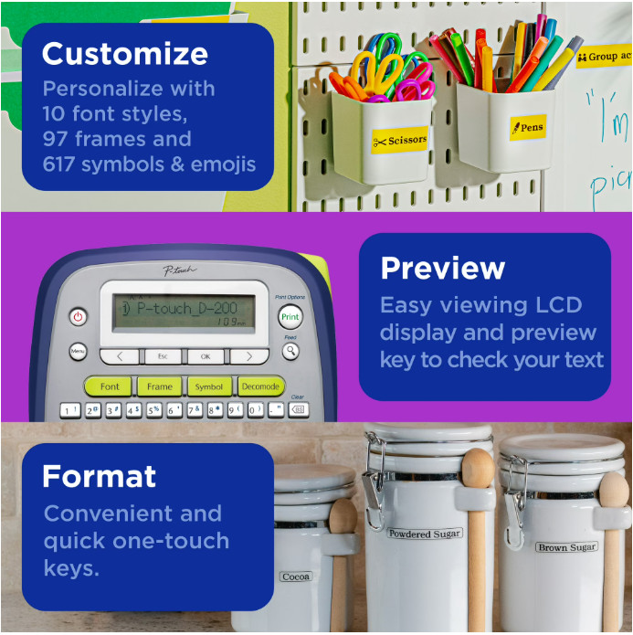 Brother P-Touch PT-D200G Label Maker with Tape, Easy-to-Use Home & Office