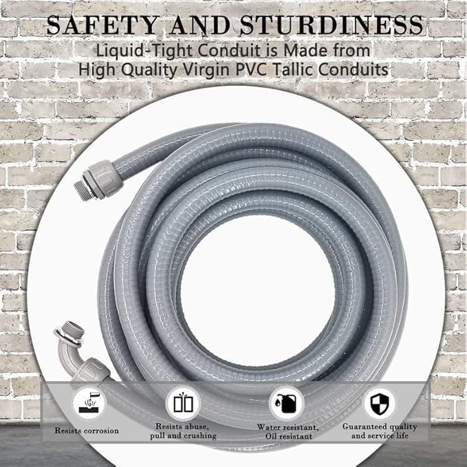 NEW 3/4″ 100Ft Liquid-Tight Flexible Non-Metallic Electrical Conduit Kit 3/4″ Di