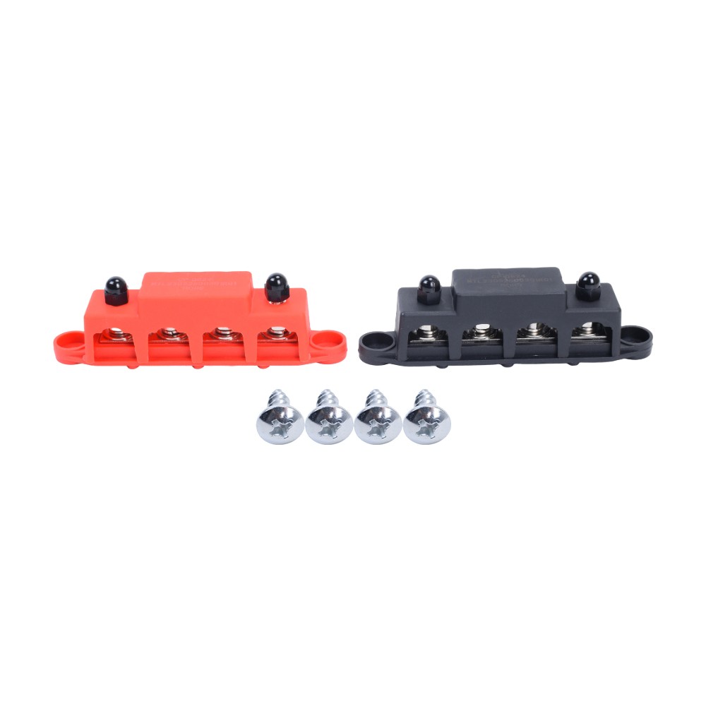 Red & Black 5/16″ 4 Stud Power and Ground Distribution Block with Cover