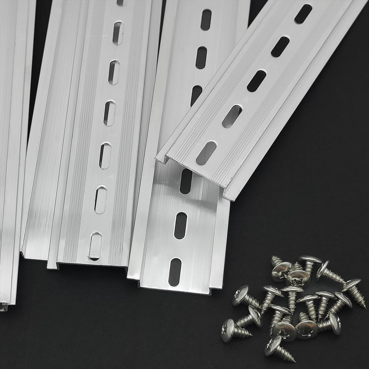 10 Pieces DIN Rail Slotted Aluminum RoHS 8 in. long 35mm 7.5mm 6.67 ft. Total