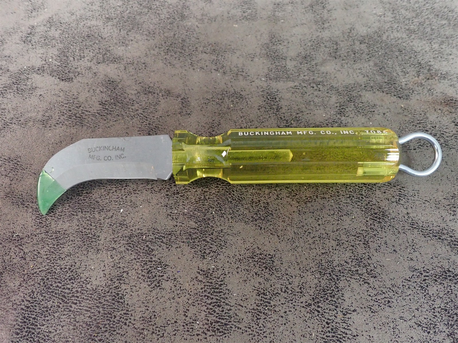 Buckingham 7086 Yellow Handle Skinning Knife For Linemen w/ Accessory Ring (M27)