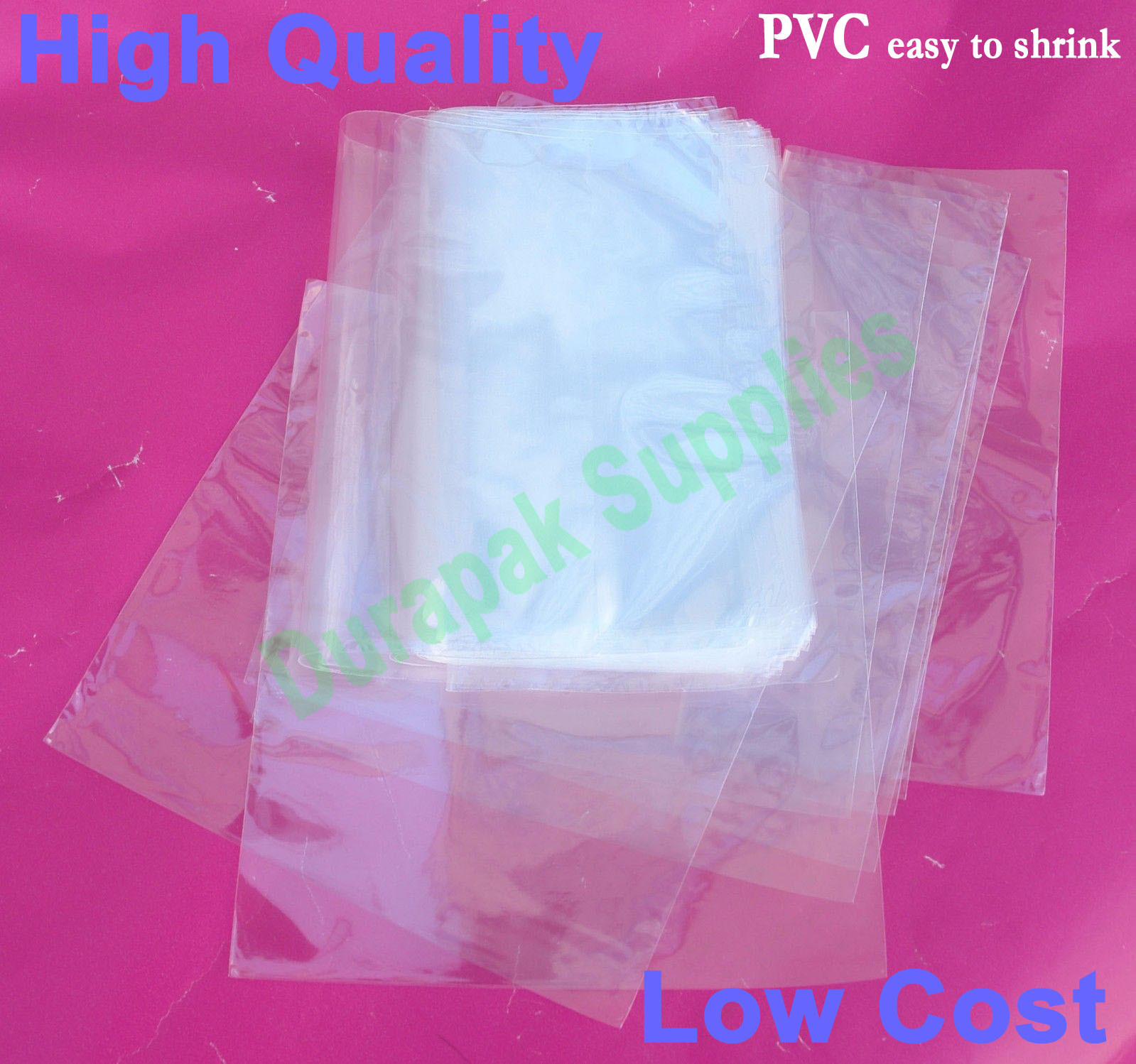 500 pcs 6.5X9″ CD, DVD, PVC Shrink Film Wrap Flat Bag Heat Shrinking Packaging