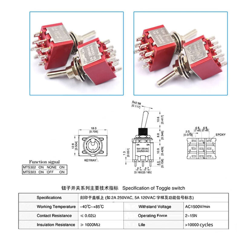 Toggle Switch 2/3/4/6/9/12 Pin 2 3 Position for Boat Car Dashboard Model Railway