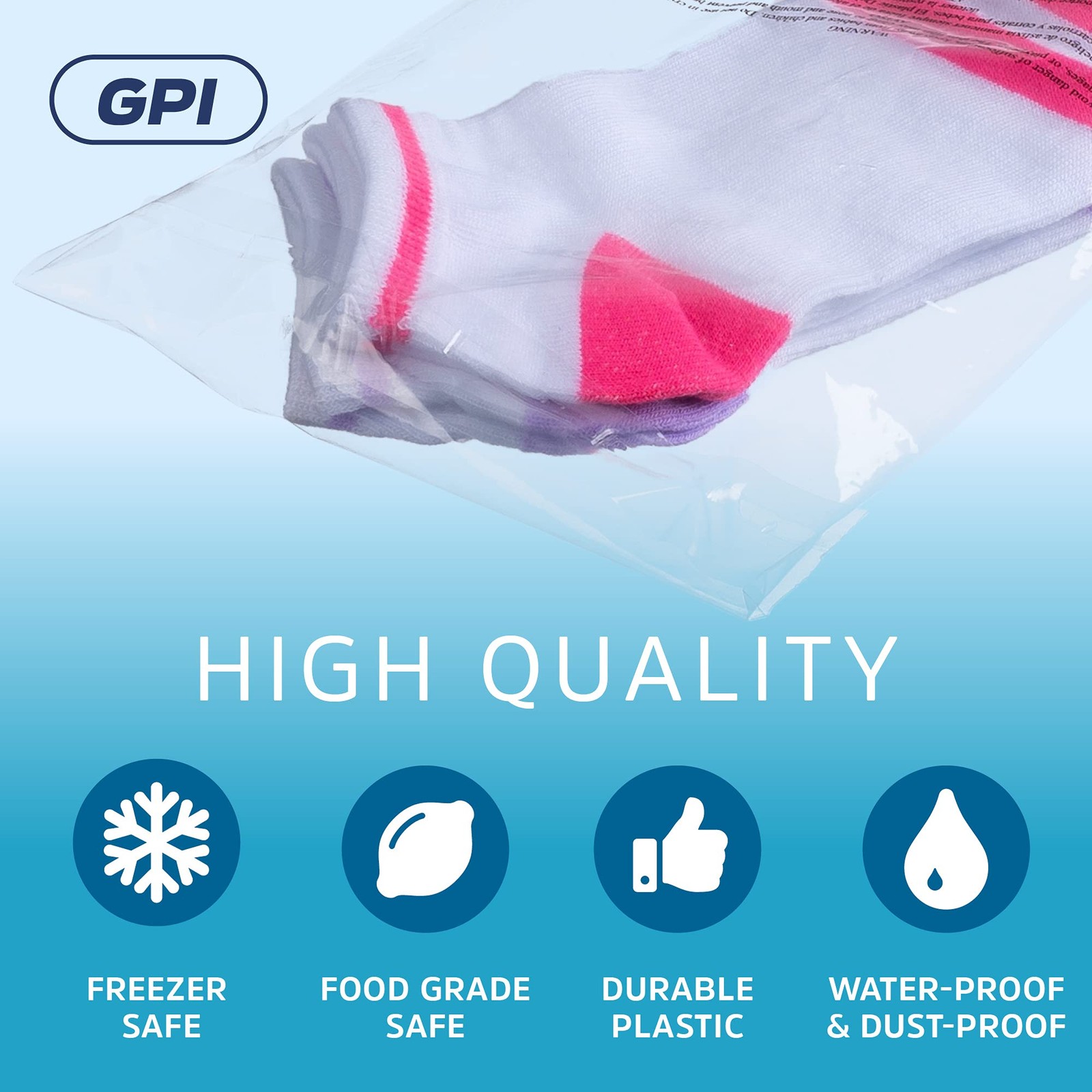 GPI – Pack of 100 8″ X 10″ Clear Self Seal Poly Bags, 1.5 x 10″, 100