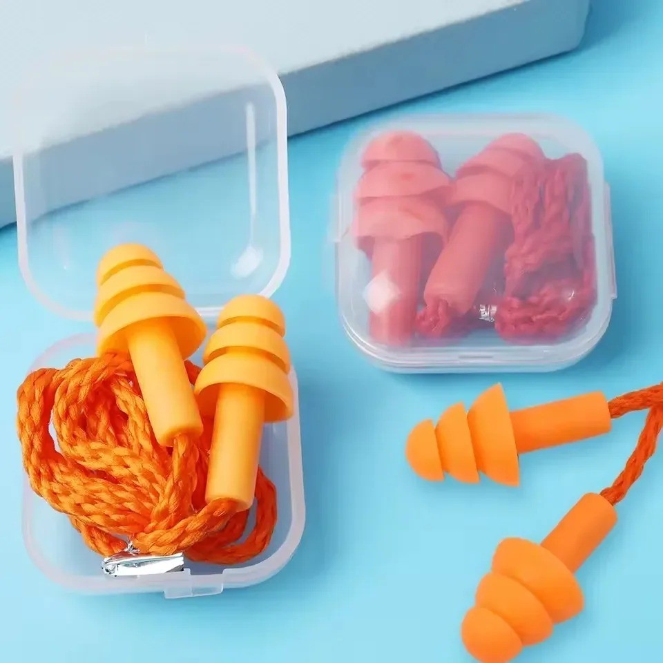 Corded Ear Plugs Soft Silicone Reusable Earplugs Noise Cancelling Safe Hearing