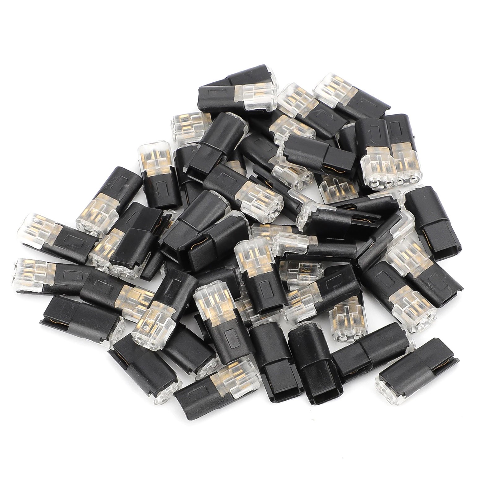50pcs Black Polycarbonate Cable Connectors Plug in Type for 18-22 AWG with Lock