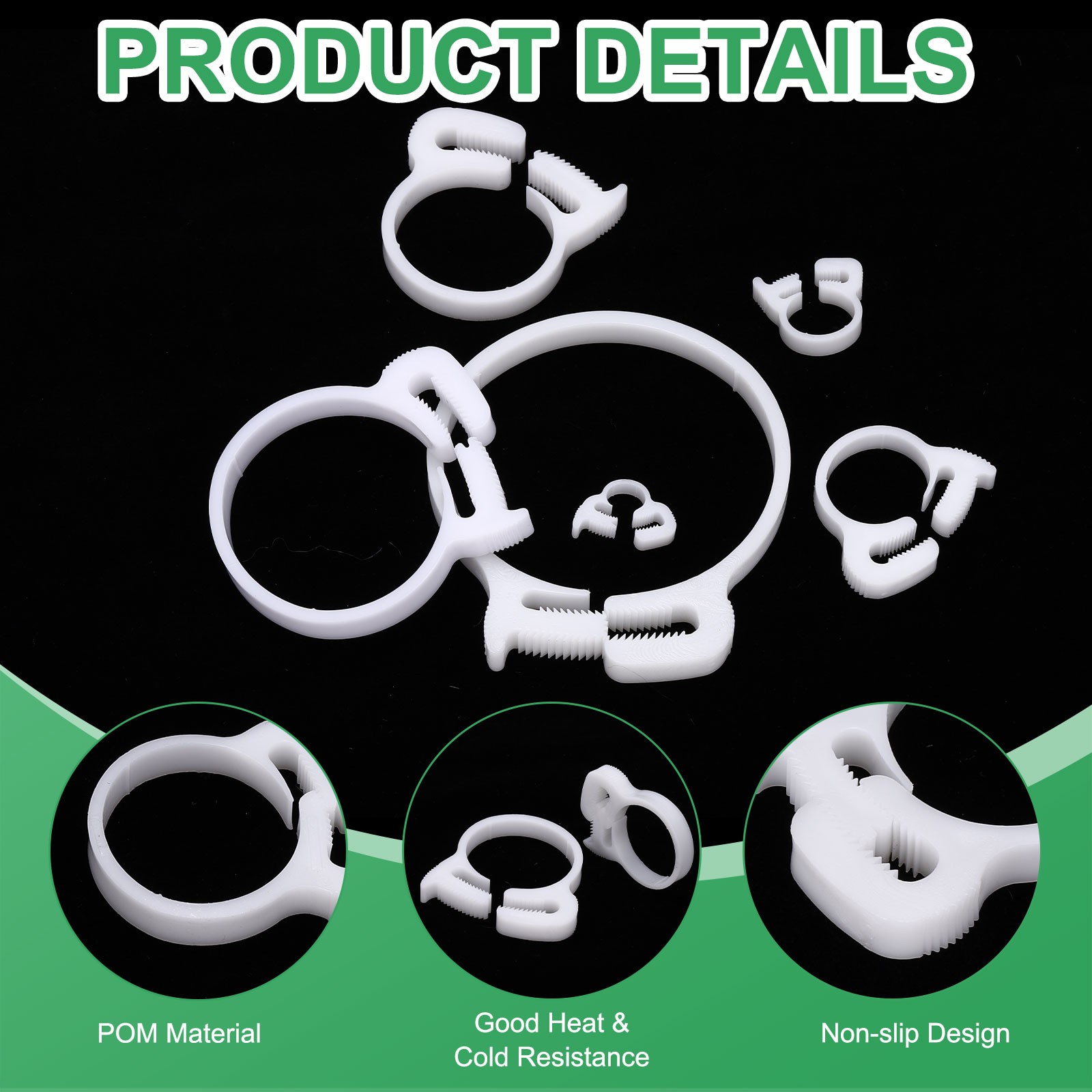 15pcs Double Snap Grip 21.5-25mm Heavy Duty Plastic Hose Clamps Kit, White
