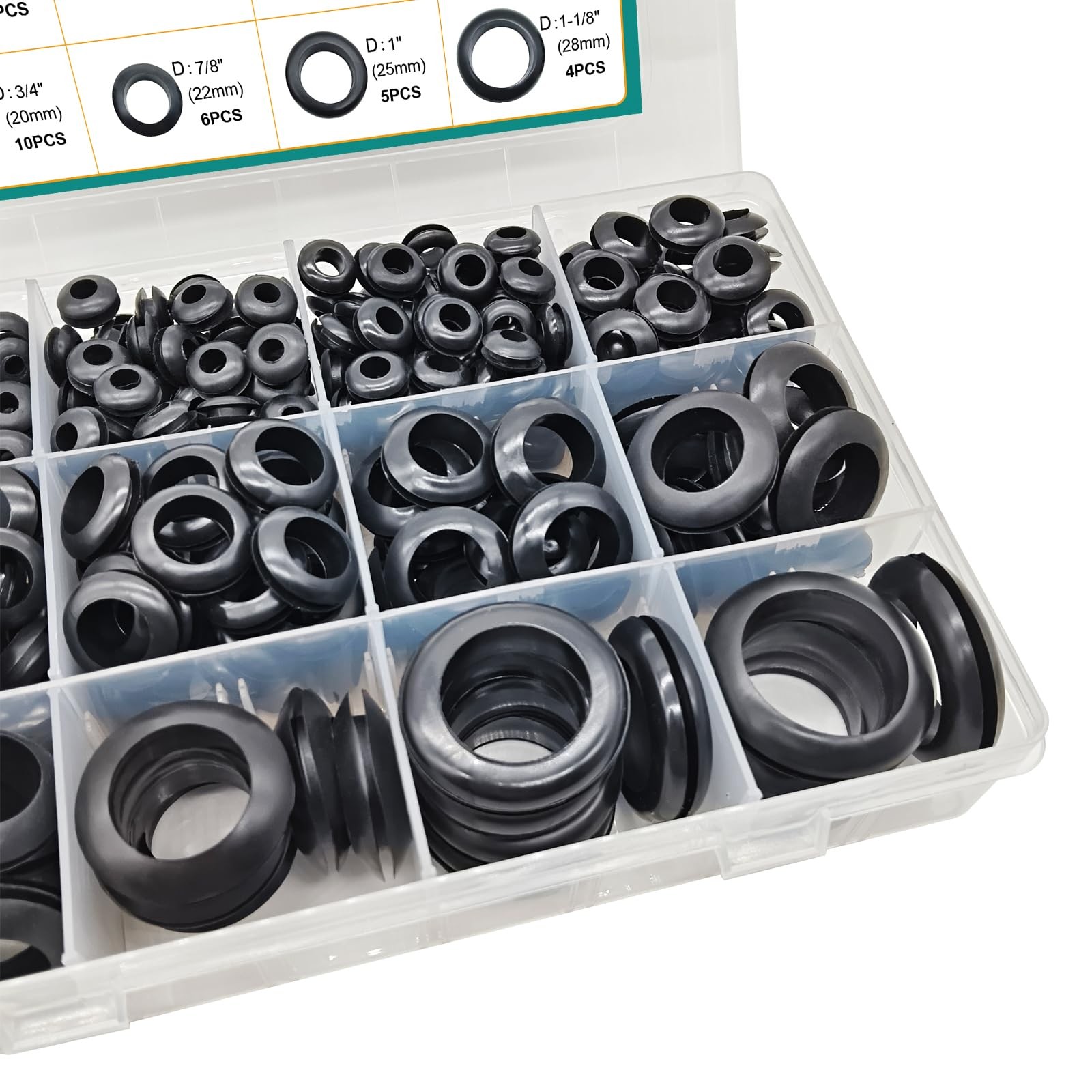 410 PCS Rubber Grommets kit for Wiring, 12 Sizes Hollow Firewall Grommet Hole…
