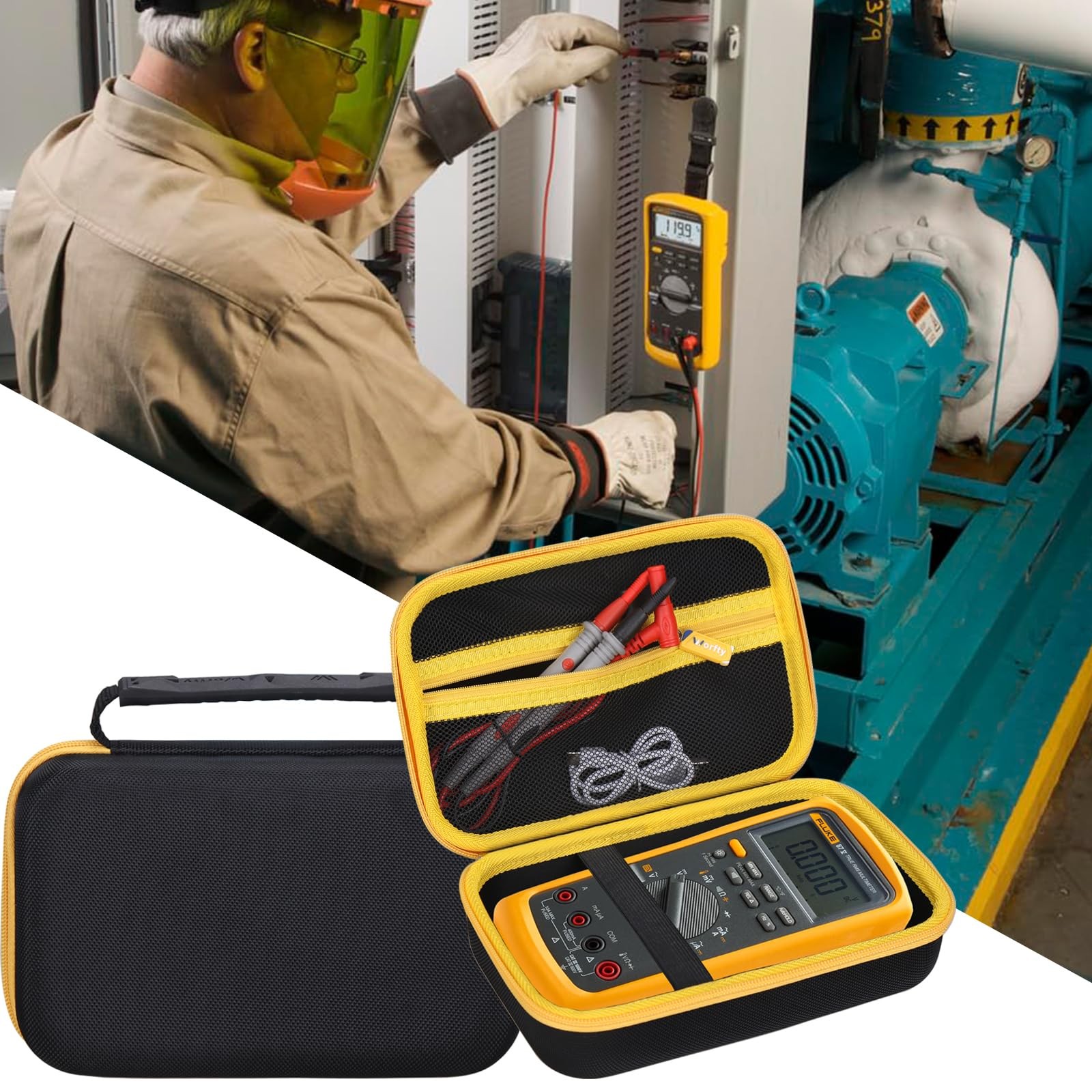 Hard Case for Fluke 87-V 87V Max 77-IV 83V 88V Digital Multimeter Black/Yellow