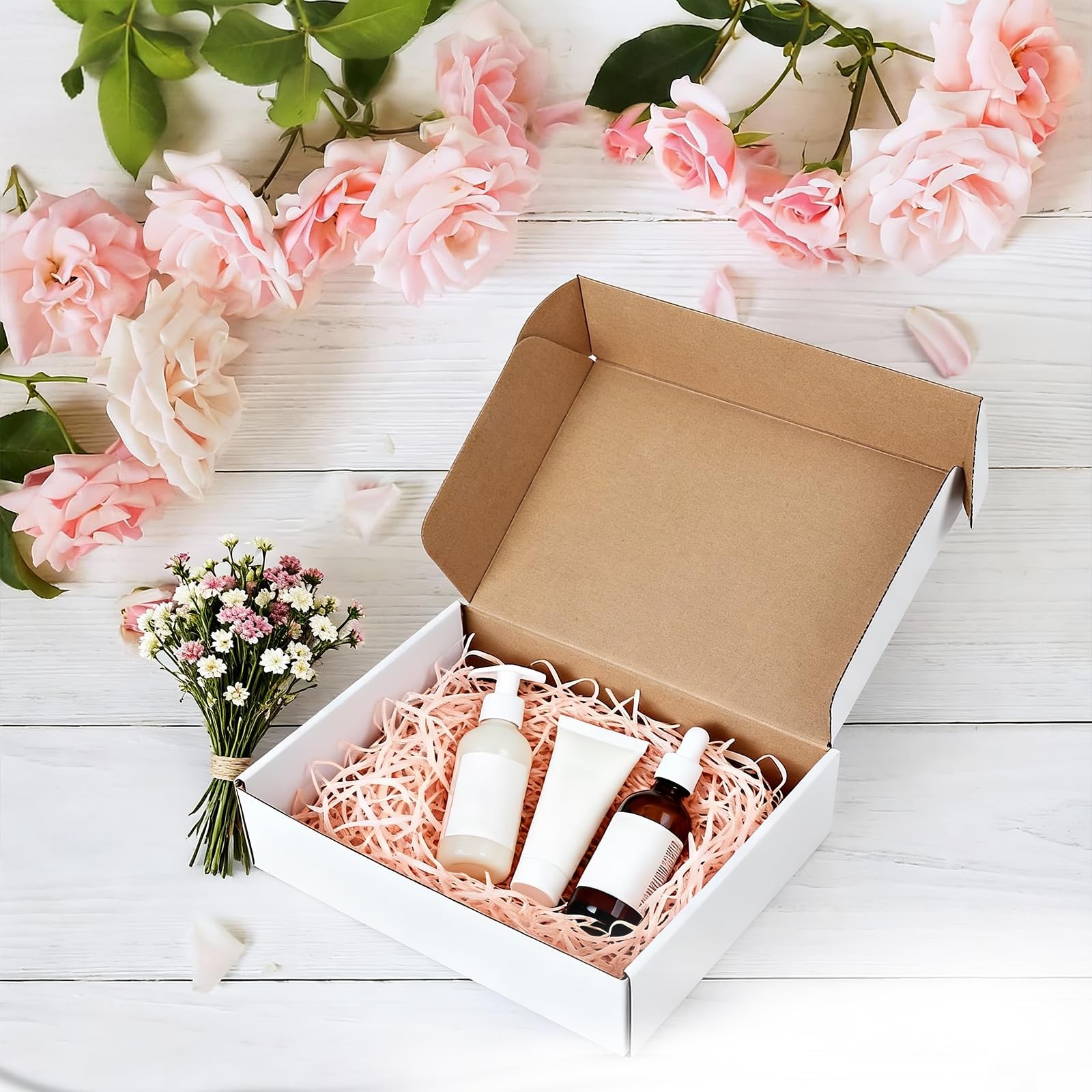 Hguba 9x6x3 Inches Shipping Boxes Set of 50, White 9*6*3INCH, WHITE