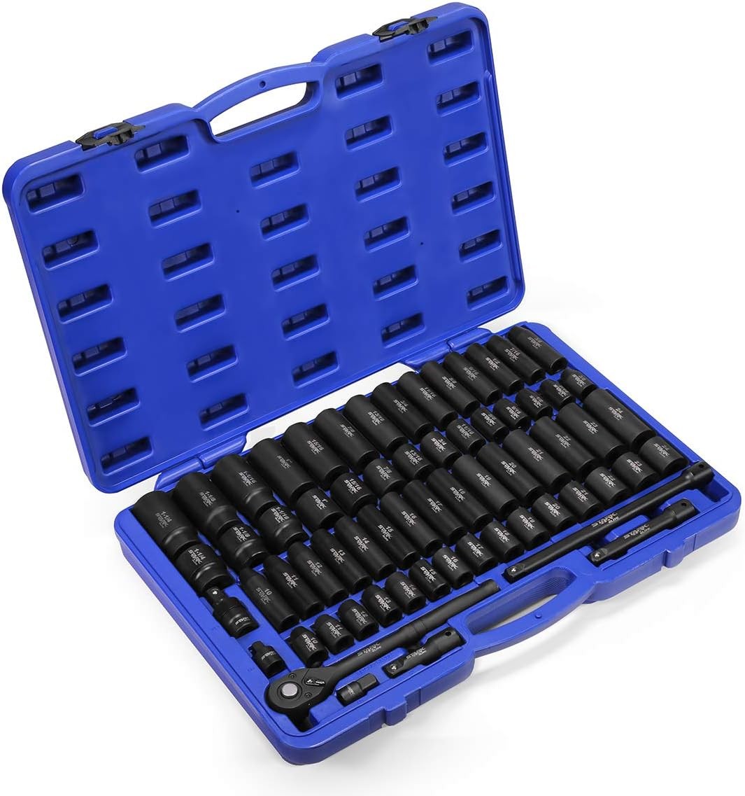 Stark USA 1/2″ Drive Master Impact Socket Set, 65 Piece