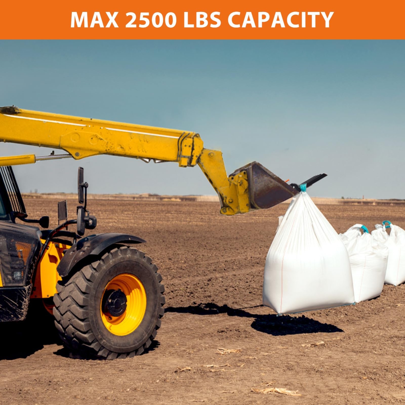 Clamp-On Debris Forks for 48″ Tractor Bucket ,2500 LBS with 5 Tines Pallet Forks
