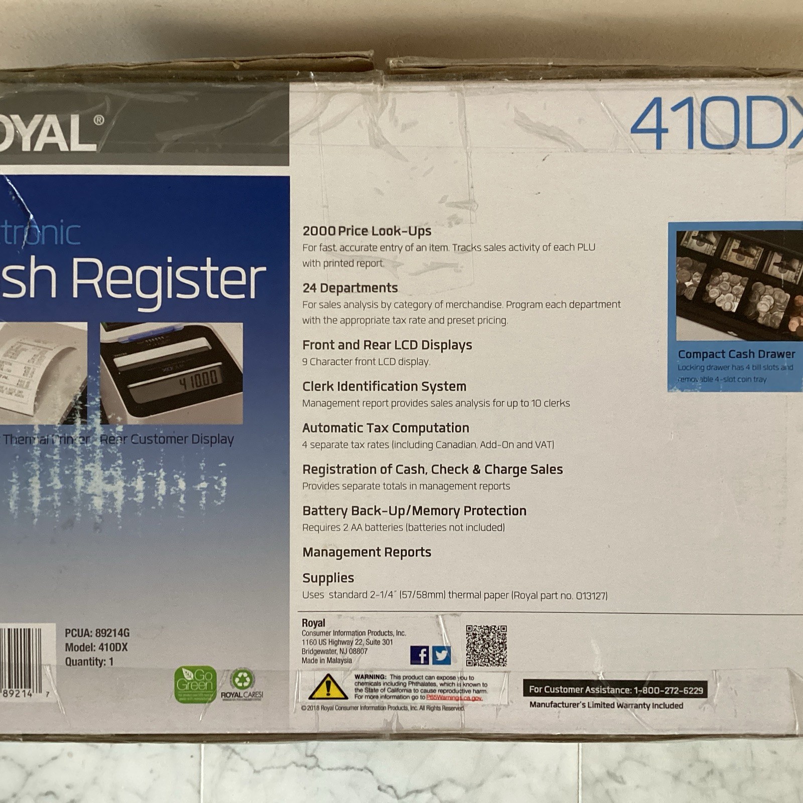 Royal 410DX Electronic Cash Register With Thermal Printer & LCD Display HGT-37