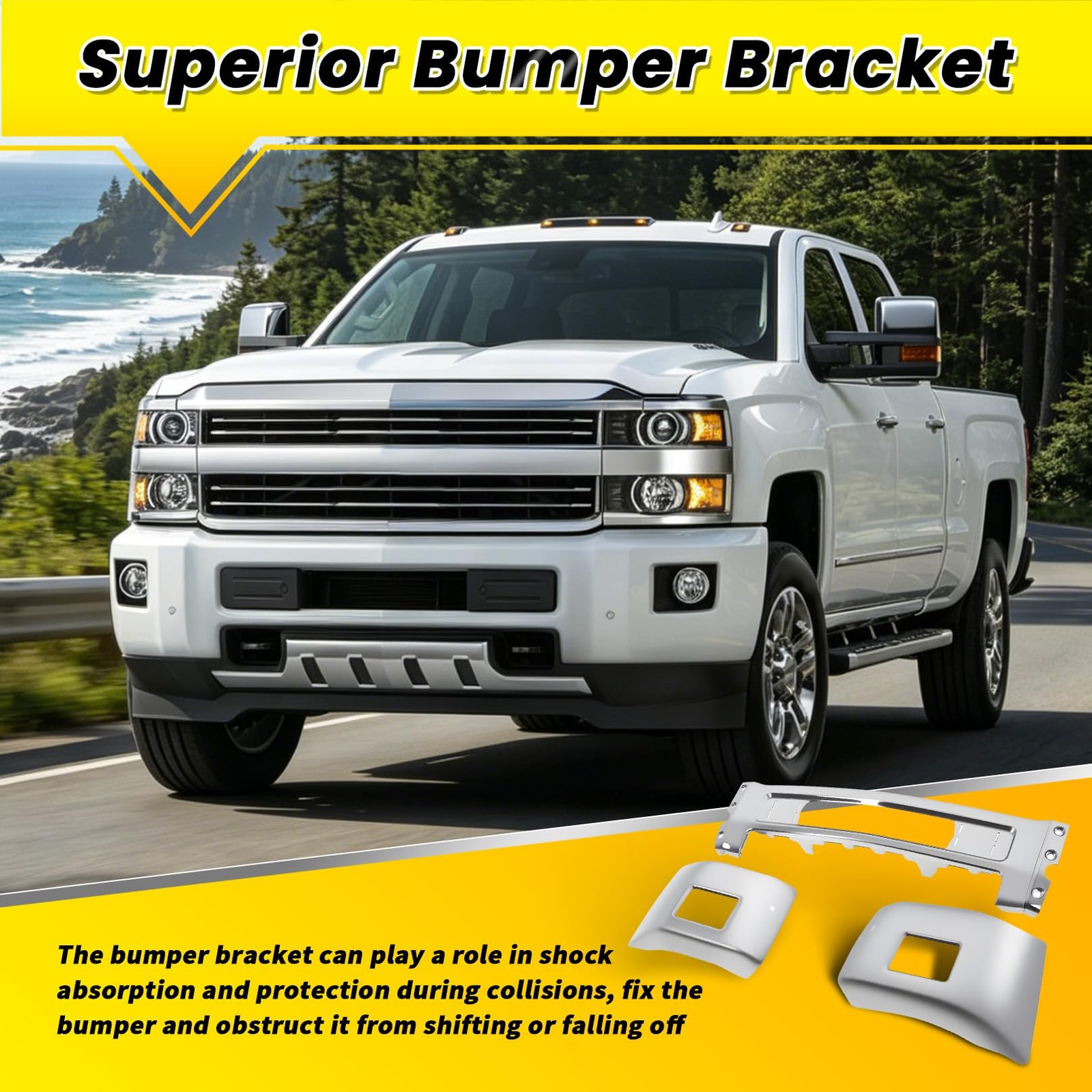 Bumper Face Bar 15-19 Silverado 2500HD 19 3500HD Fog/Park Sensor Holes 23229369
