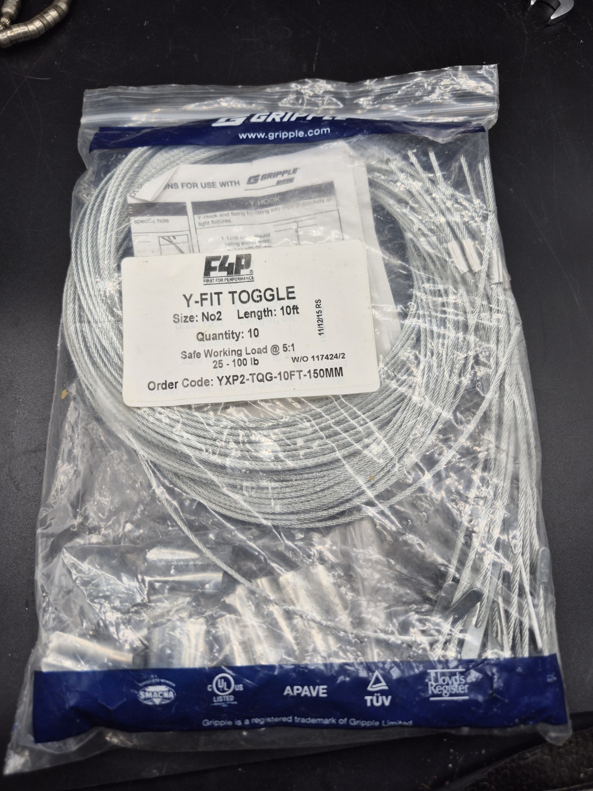 Gripple YXP2-TQG-10ft-150MM Y-FIT TOGGLE 25-100 lb. 10 pcs. NEW Free Shipping