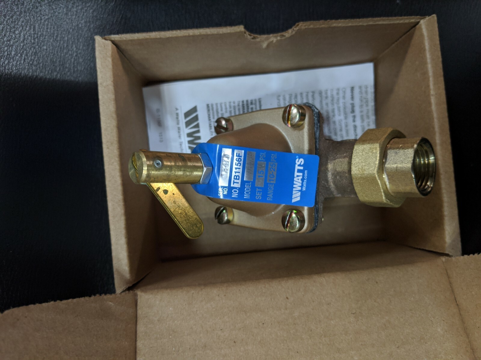 Watts TB1156F 1/2″ Bronze High Capacity Feed Water Pressure Regulator With Union