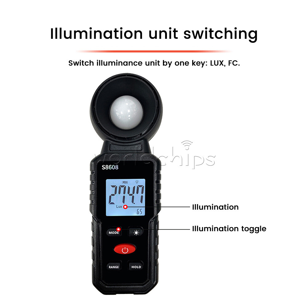 S8608 LCD Light Meter Digital Illuminance Meter Luxmeter Photometer 200000Lux