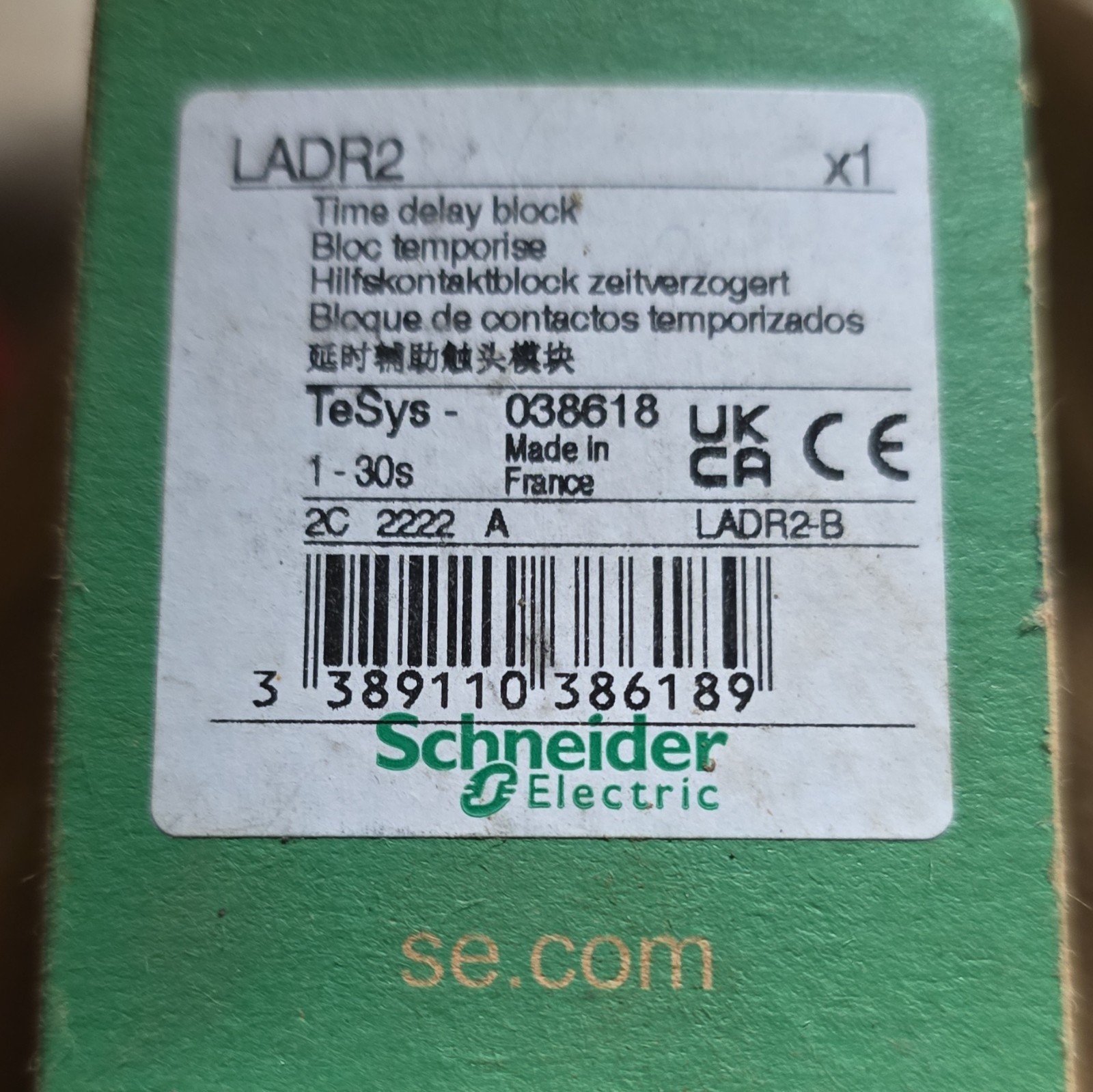 Schneider Electric TeSys Time Delay Block LADR2 (MPN LADR2) 1-30s