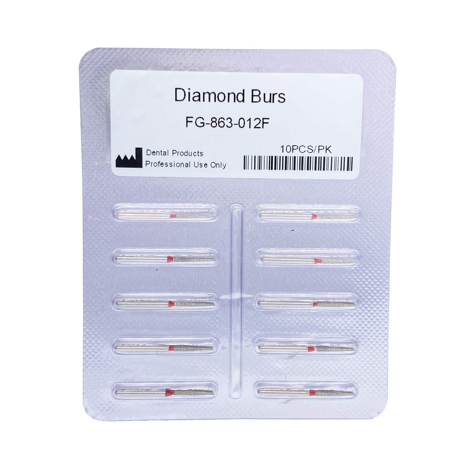 Dental Diamond Burs FG Flame Diamond Bur Fine Grit Red 863/012F High Speed