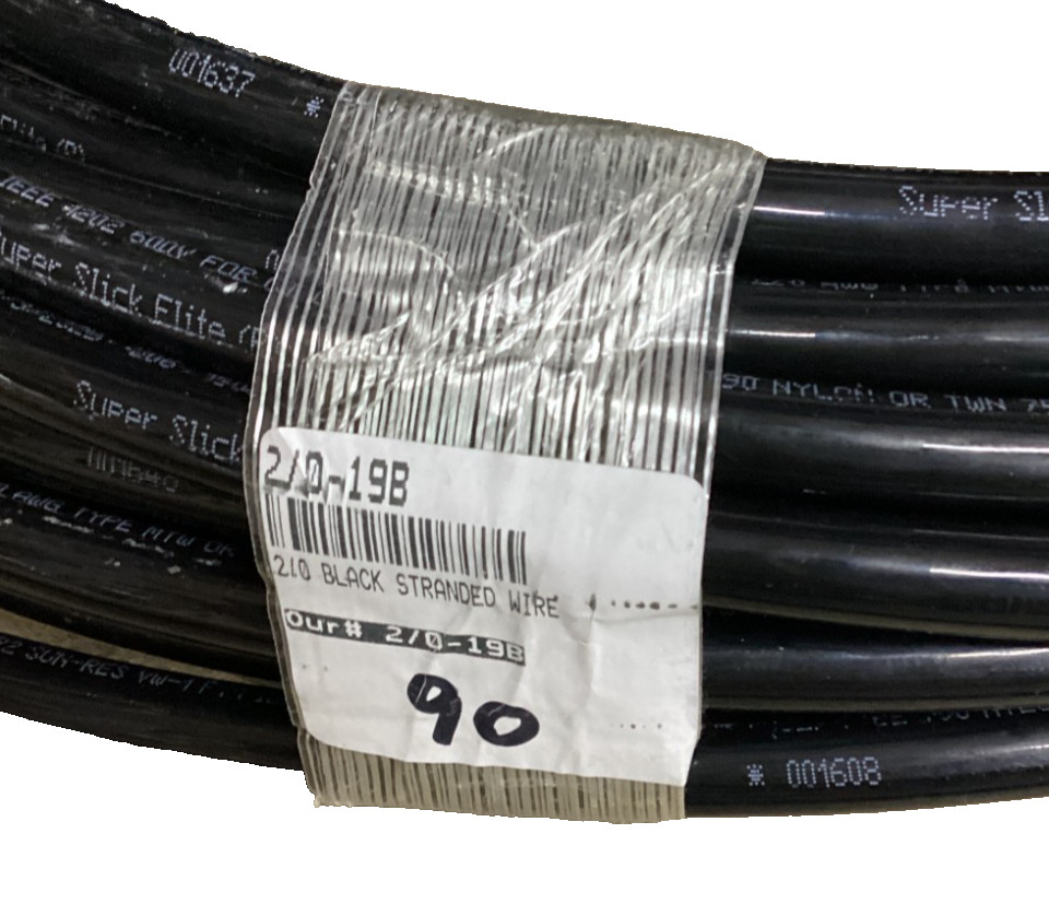2/0 AWG THHN Stranded Copper Electrical Wire Black 90′ NEW