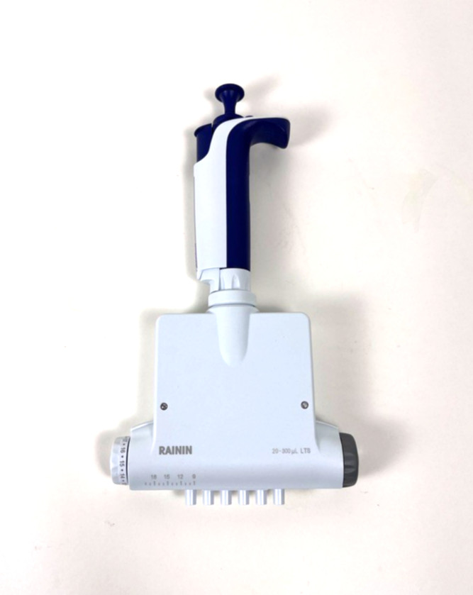 Rainin Pipet-Lite, XLS Adjustable Spacer 6-Channel Pipette, 20-300 μL, Tested