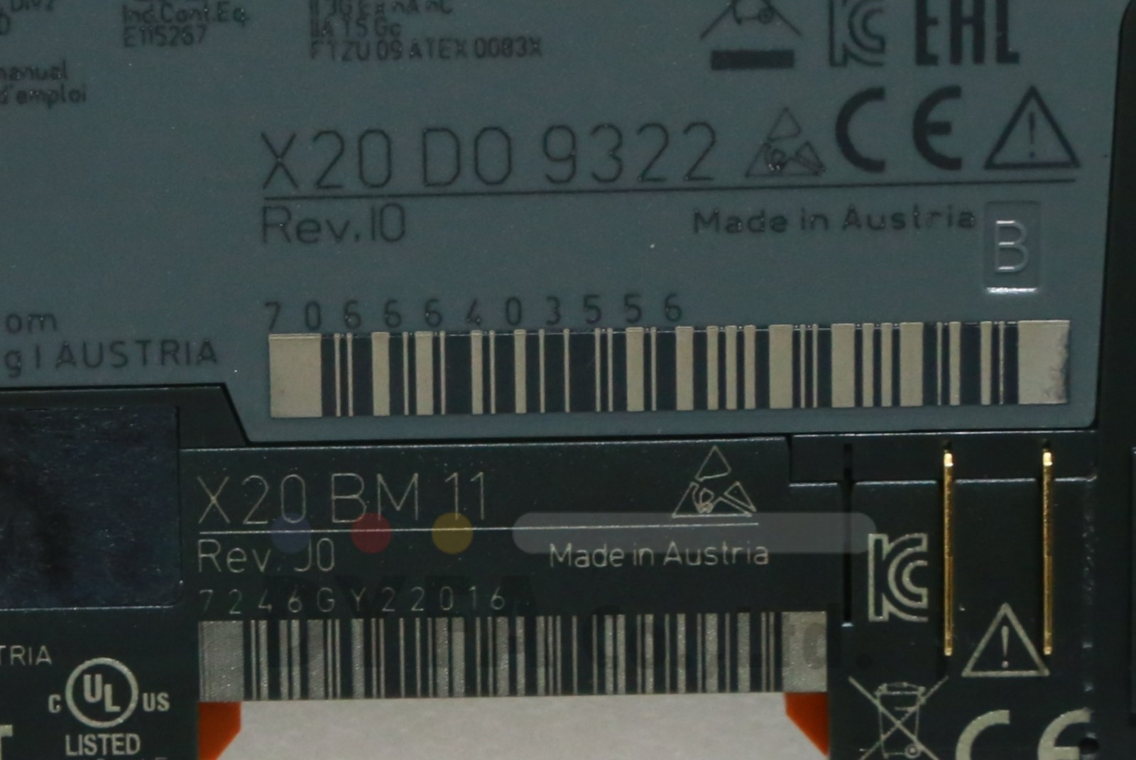 B&R NNB X20 DO 9322 Rev.IO,X20 BM11 Rev.J0 Module ELEC-I-3404=9B37-1