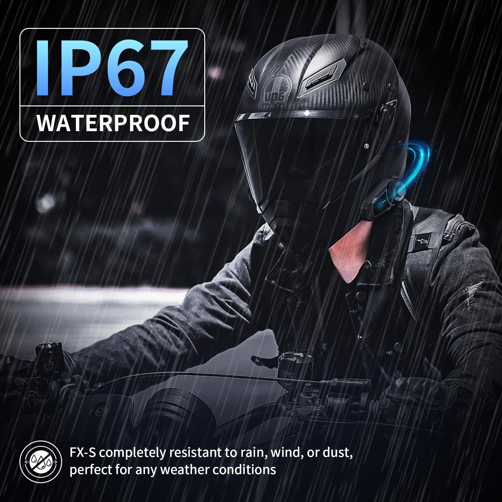 Fodsports FX-S Motorcycle Bluetooth Headset V5.4 Helmet Intercom IP67